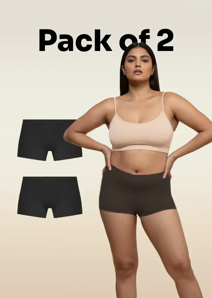 2 Pack - Black Absorbent Boyshorts
