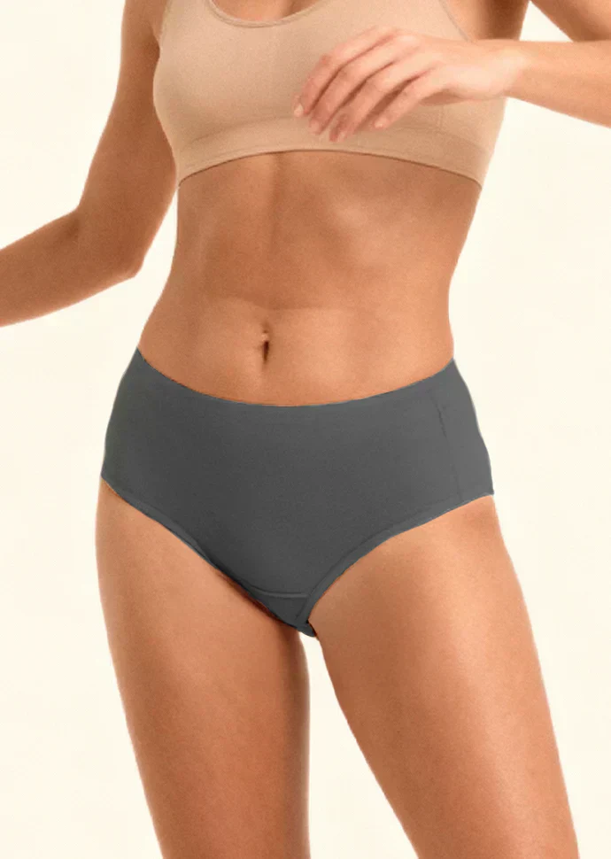 4 Pack - Grey Mid-waist Absorbent Underwear - Image 4