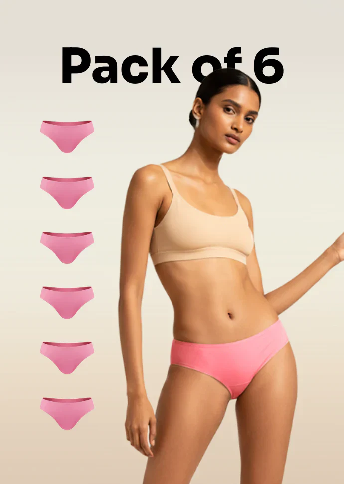 6 Pack - Pink Low-waist Absorbent Underwear
