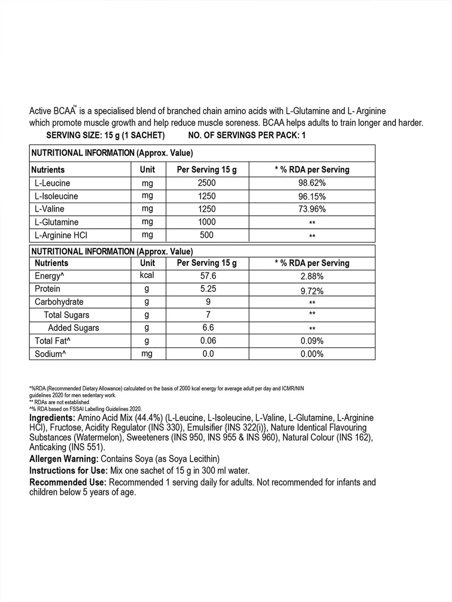 Active BCAA For Muscle Recovery & Endurance, Intra-workout Cola 30 Sachets 450g - Image 6