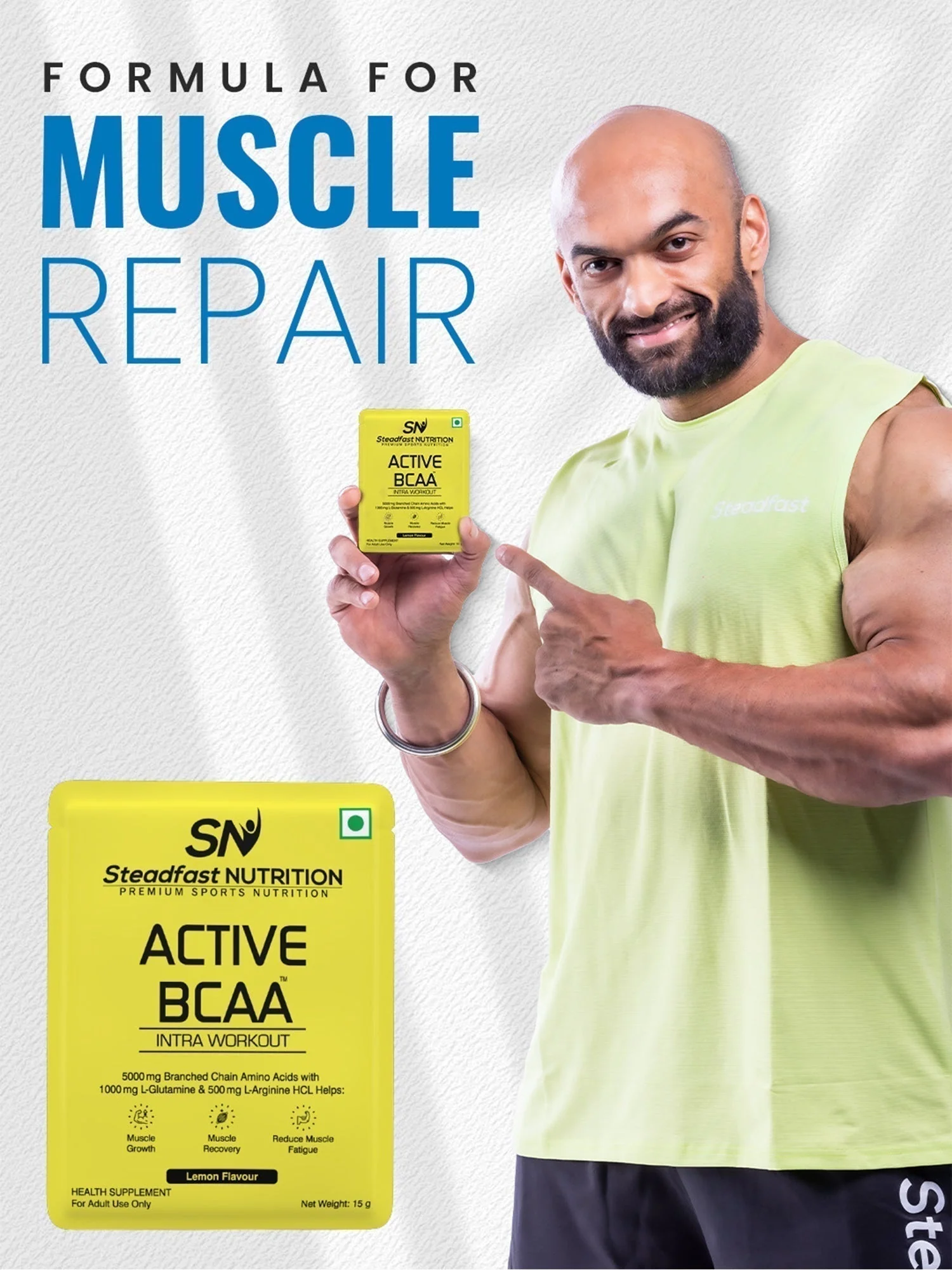 Active BCAA For Muscle Recovery & Endurance, Intra-workout Lemon 30 Sachets 450g - Image 5