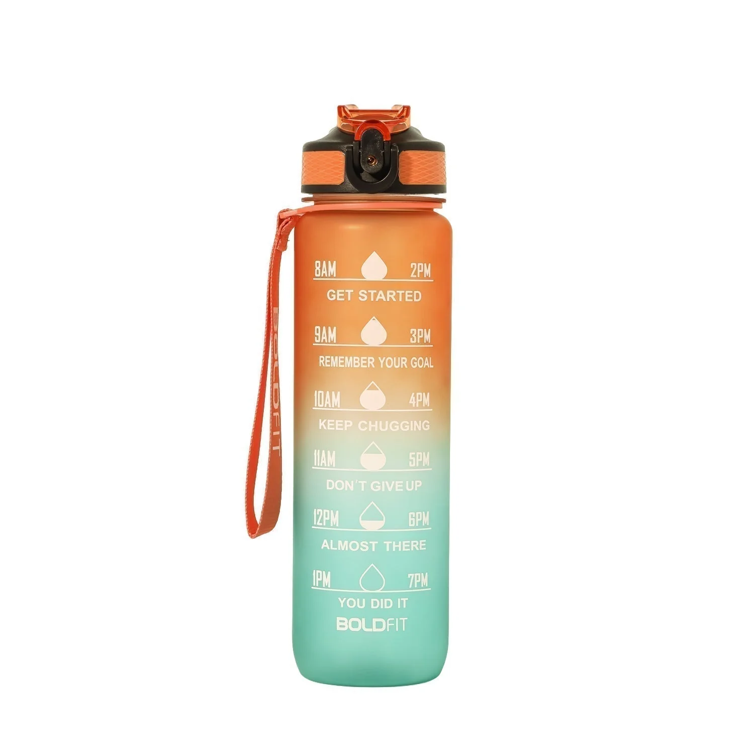 Aqua Motivational Bottle 1 Litre - Teal Orange - Image 2
