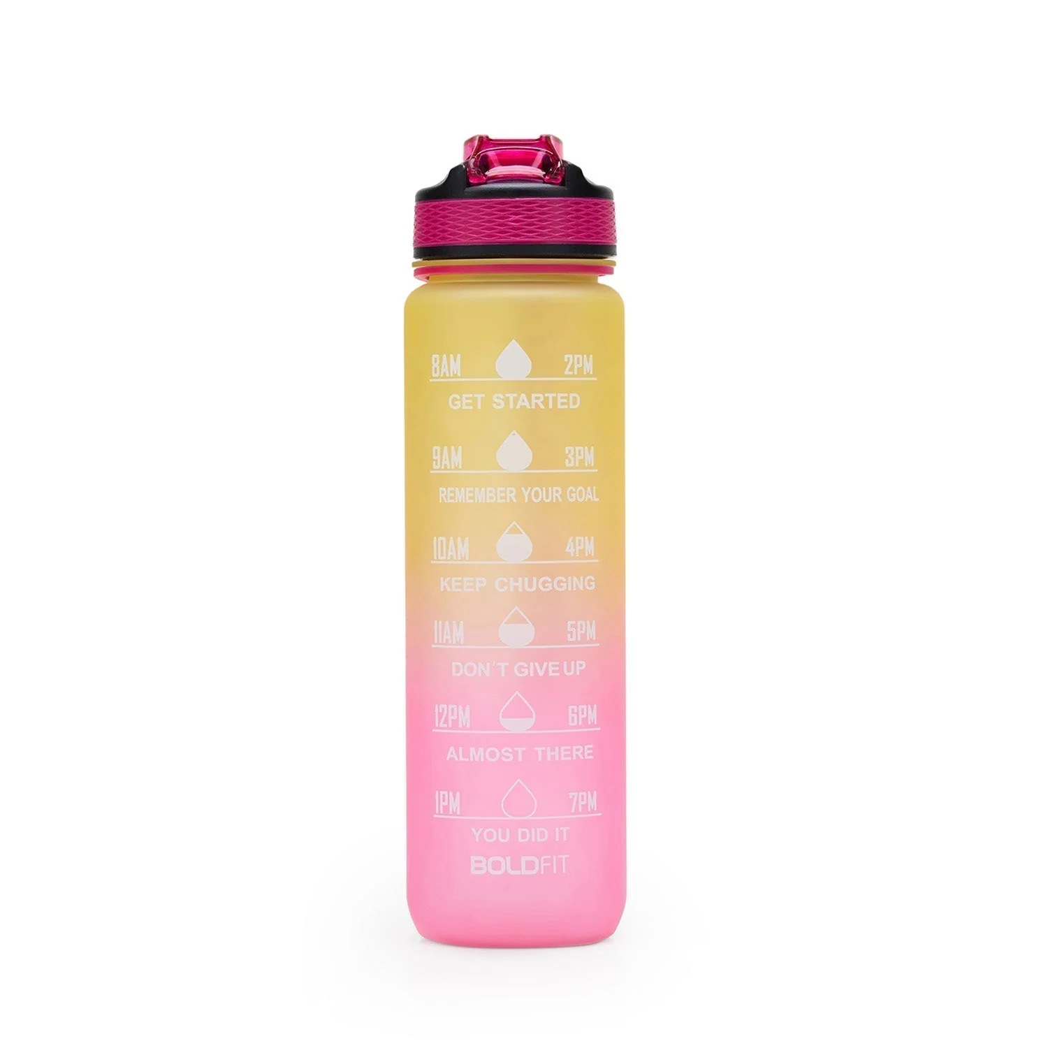 Aqua Motivational Bottle Yellow Pink - 1L - Image 2