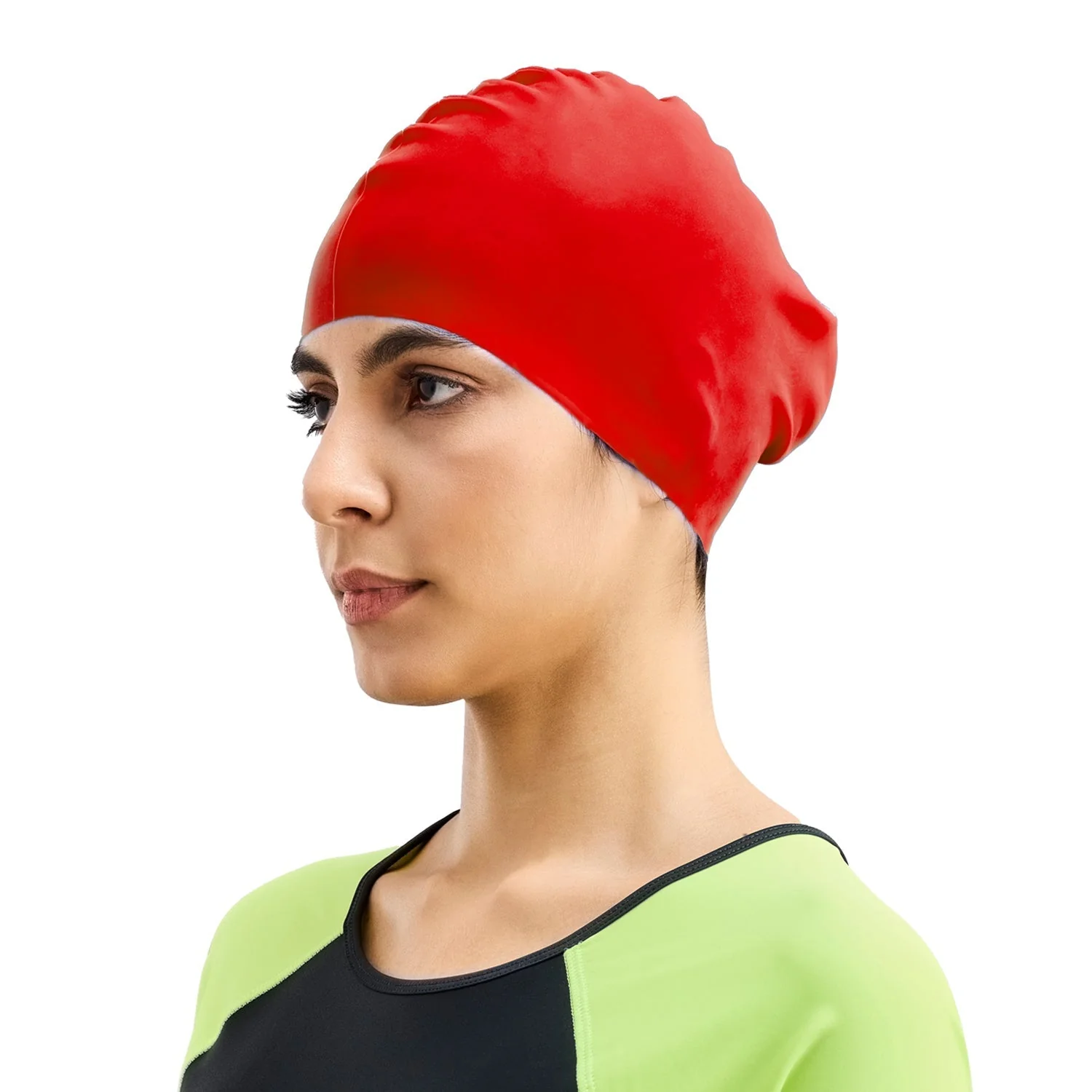 AquaFlex Swim Cap - Red - Image 3