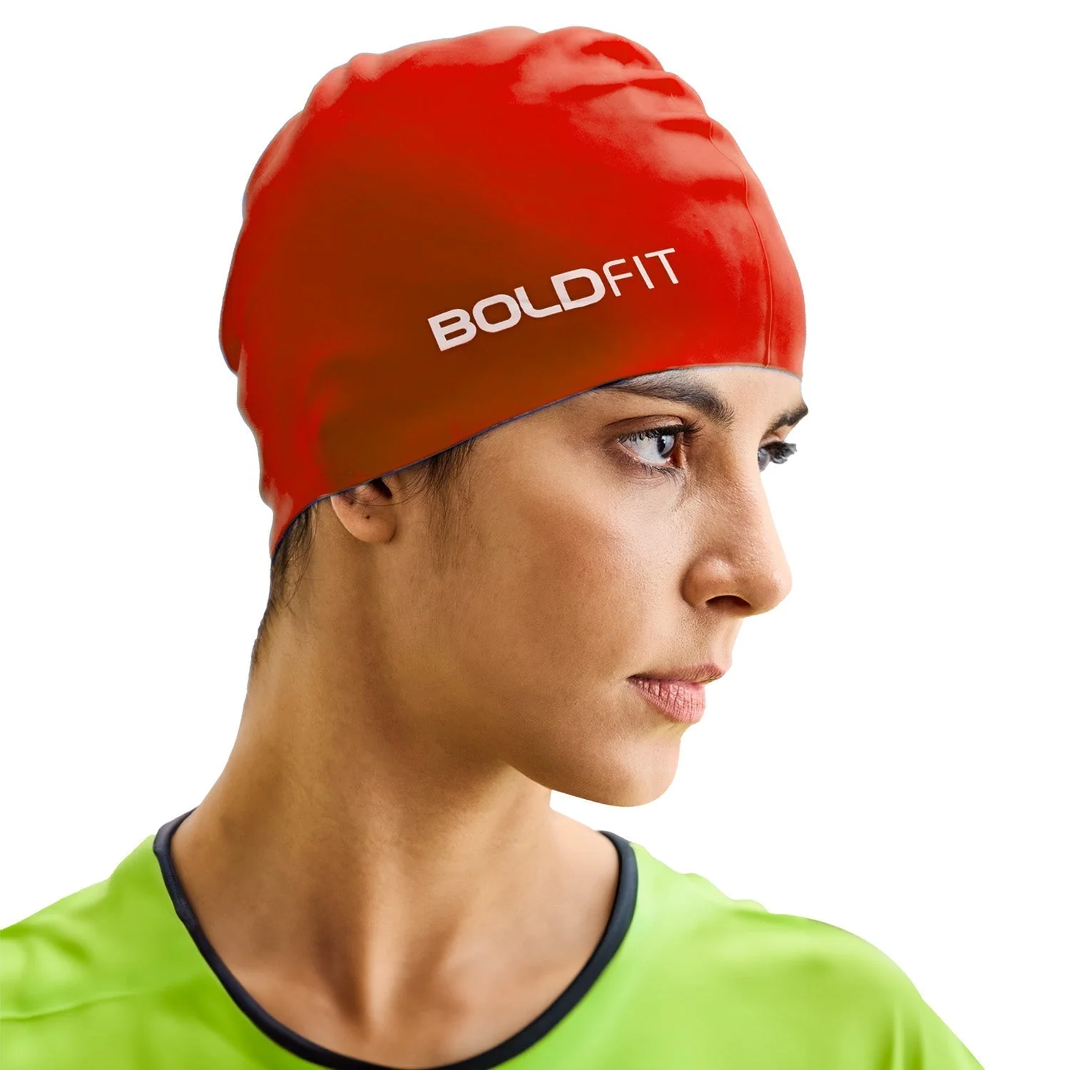 AquaFlex Swim Cap - Red - Image 4
