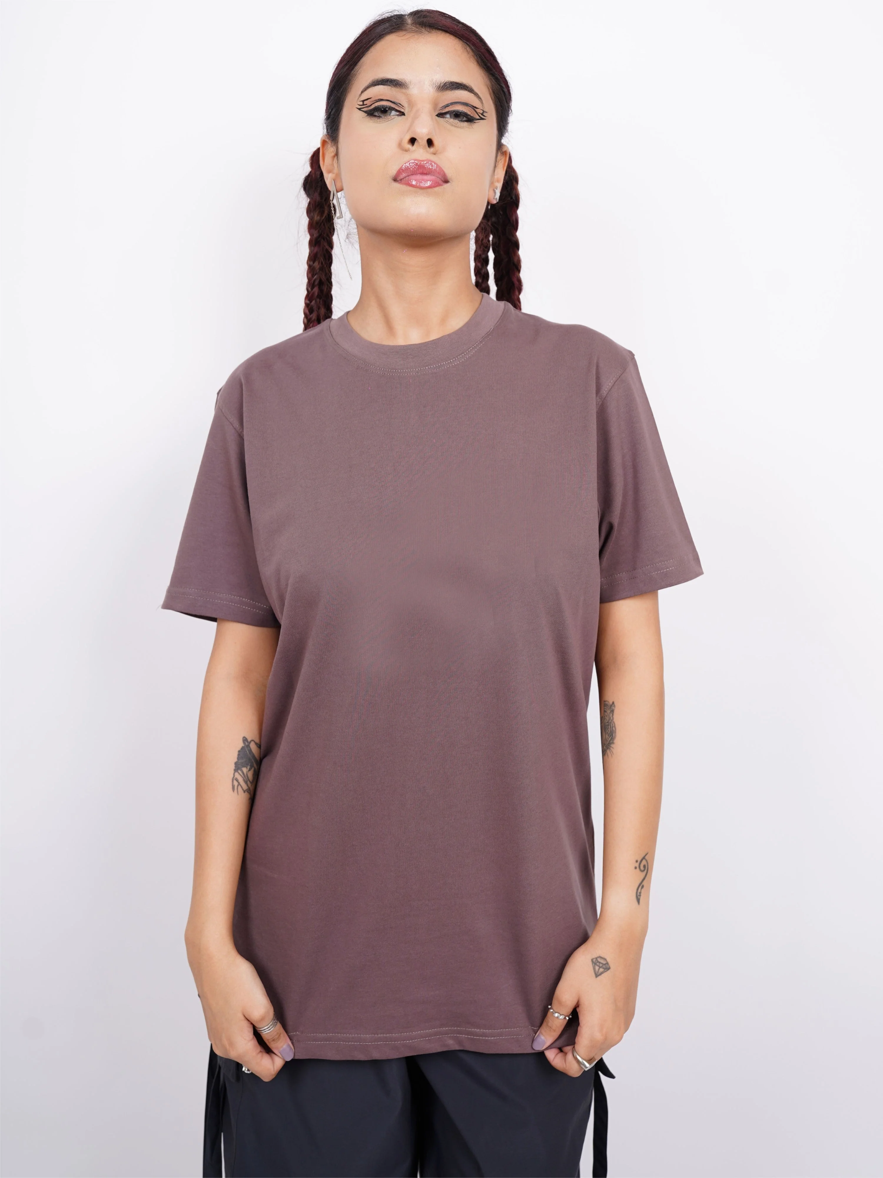 Basic : Burger Bae Round Neck Regular Fit Tee For Men and Women - Image 14