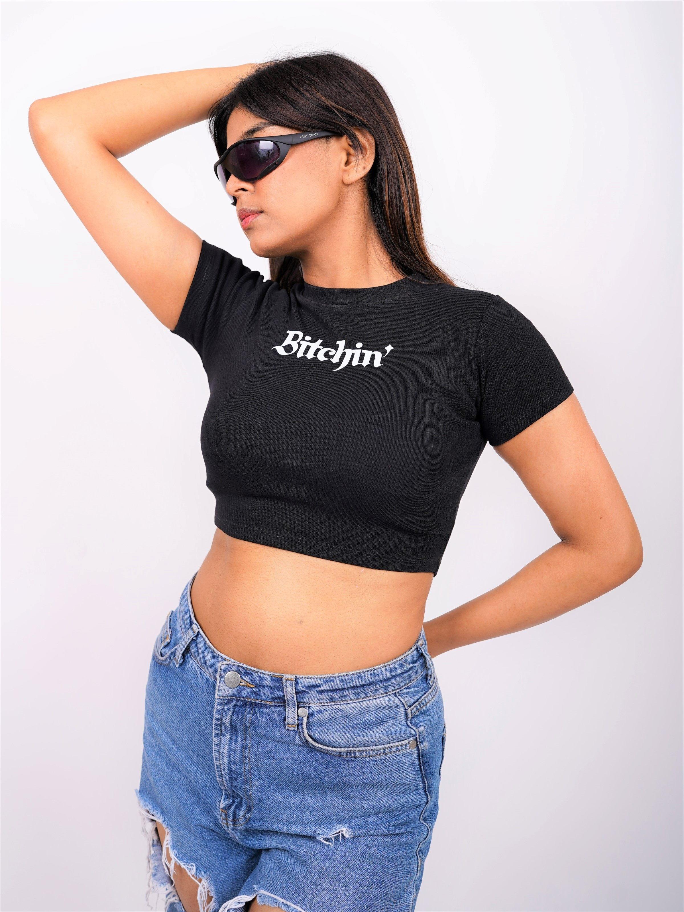 Bitchin : Burger Bae Round Neck Crop Baby Tee For Women - Image 12