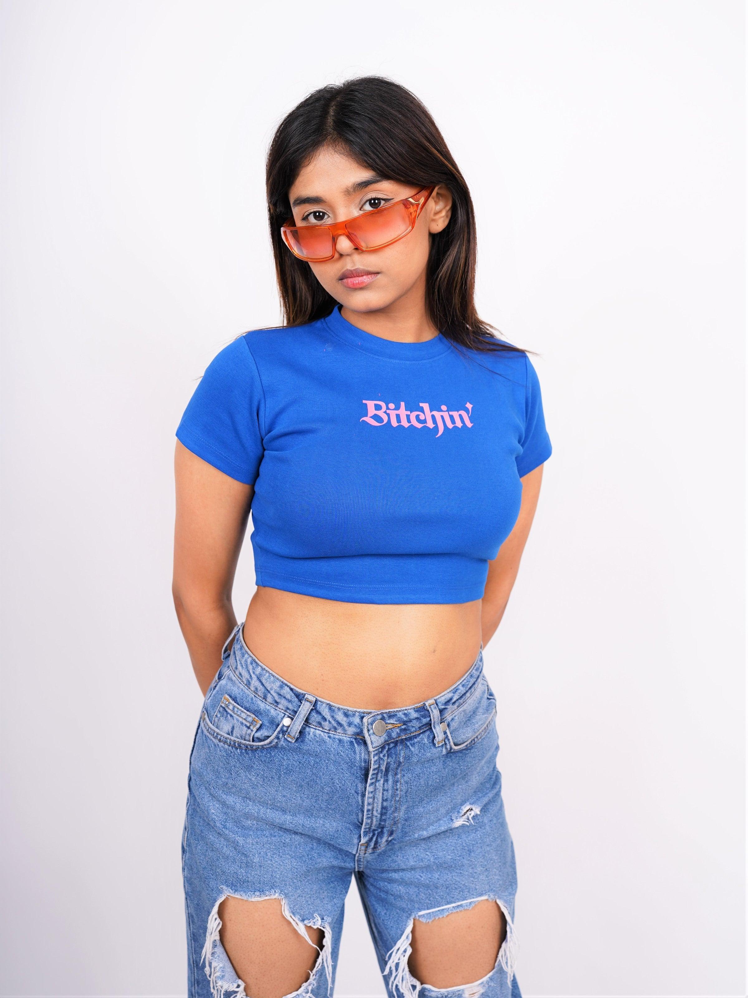Bitchin : Burger Bae Round Neck Crop Baby Tee For Women - Image 2