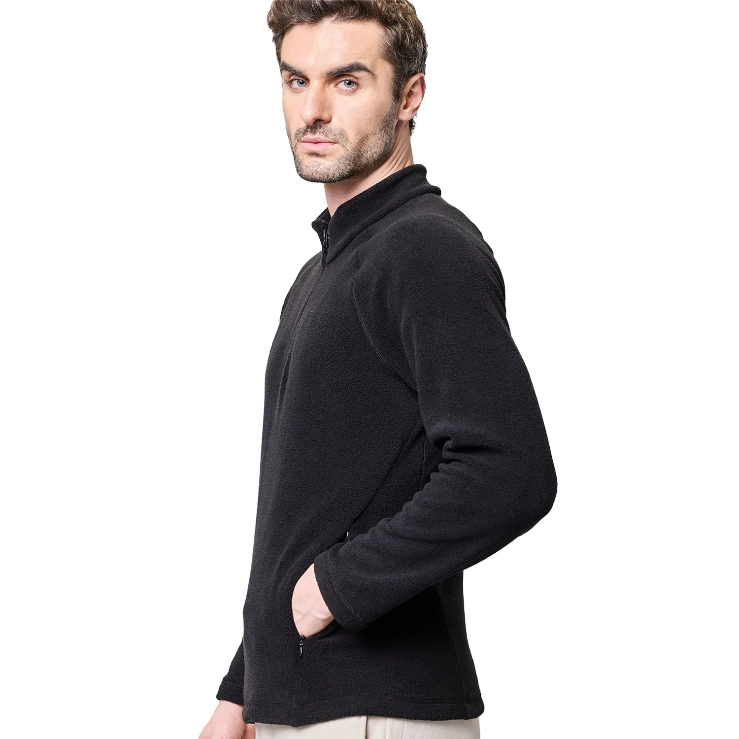 Half Zip Mens Sweatshirt Fleece - Black - Image 5
