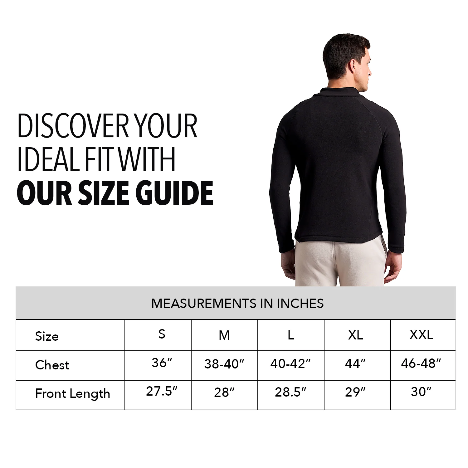 Mens Half Zip Sweatshirt Fleece - Black - Image 4