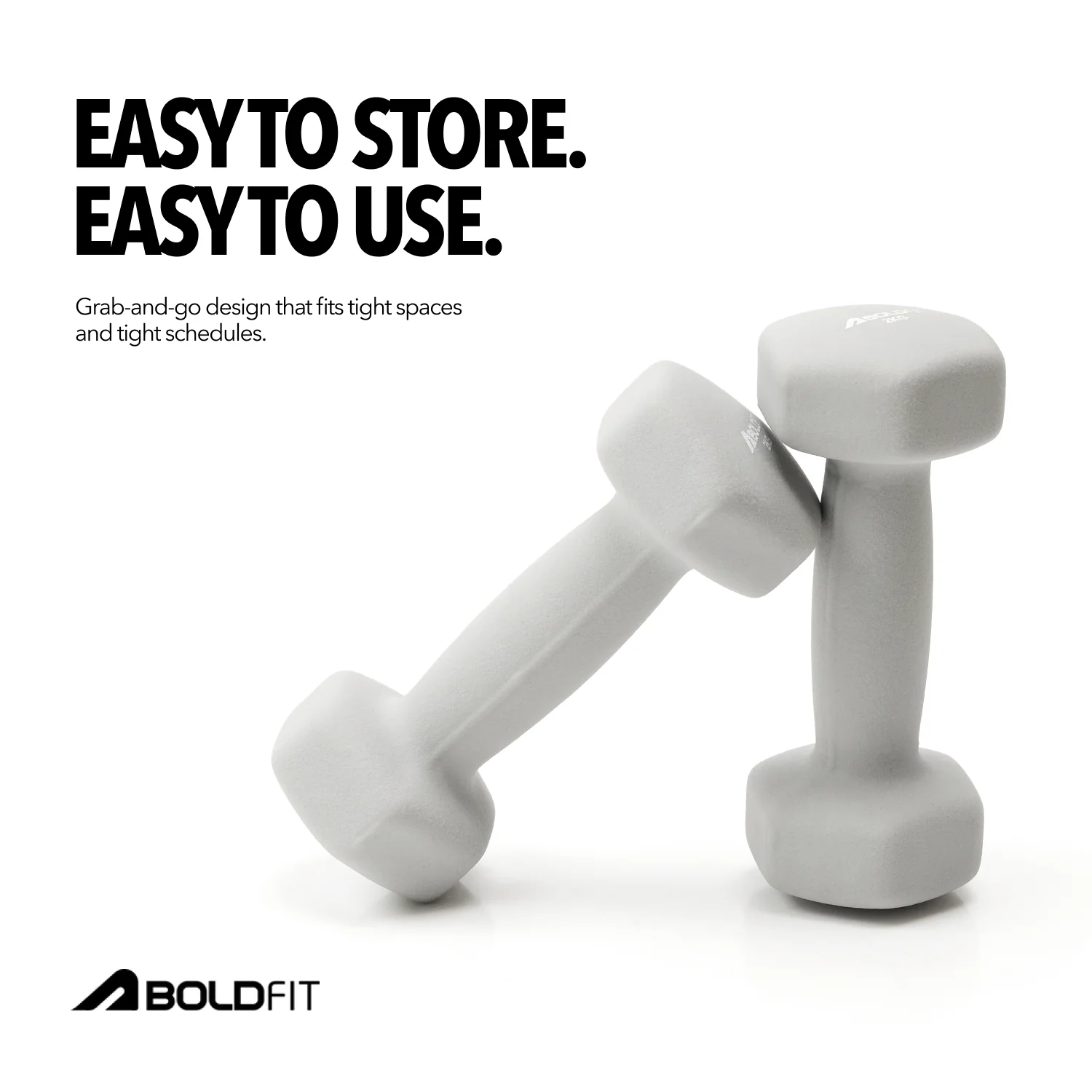Boldfit Neoprene Dumbbells 2kg Grey - Pack of 2 - Image 3
