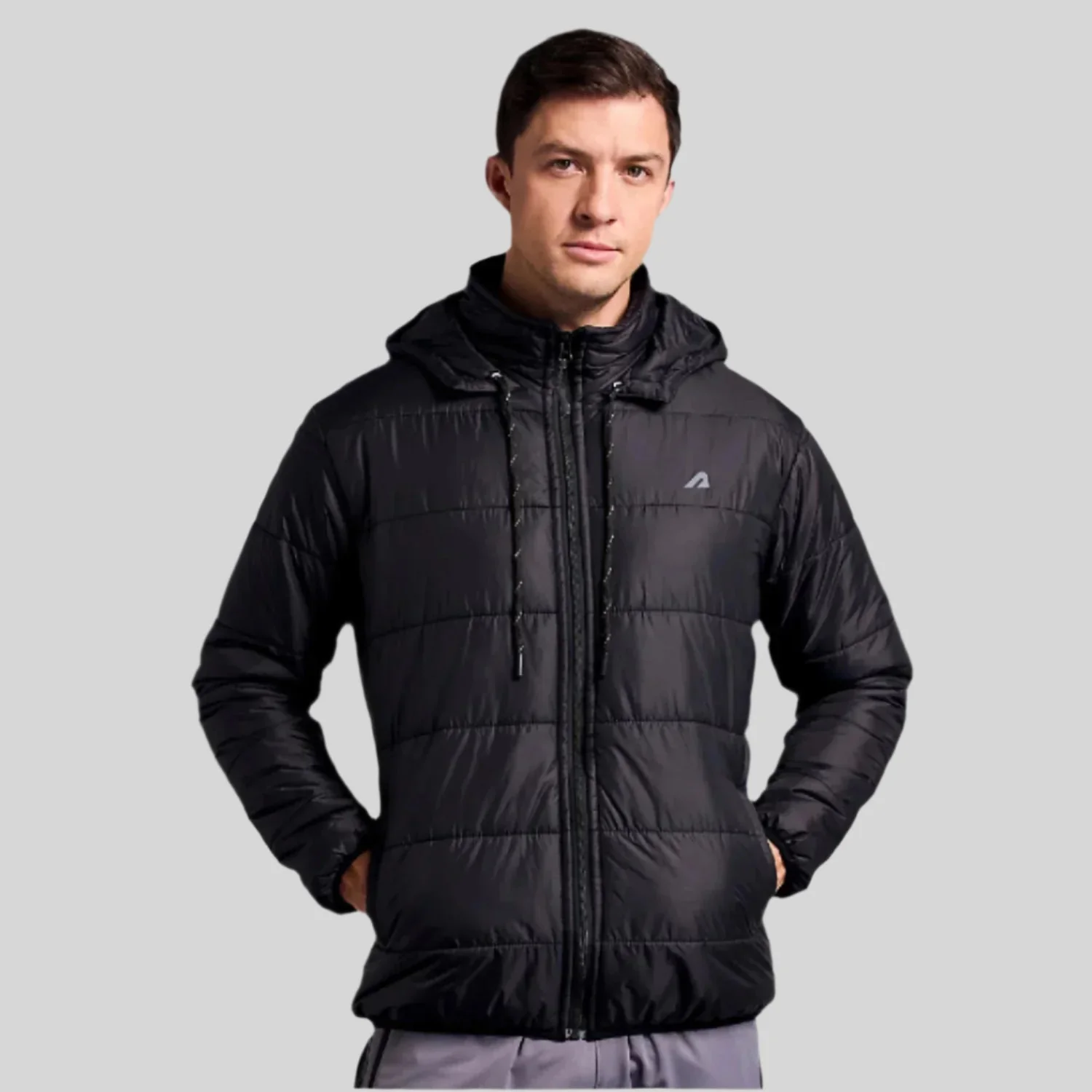 Sherpa Nylon Puffer Jacket - Black