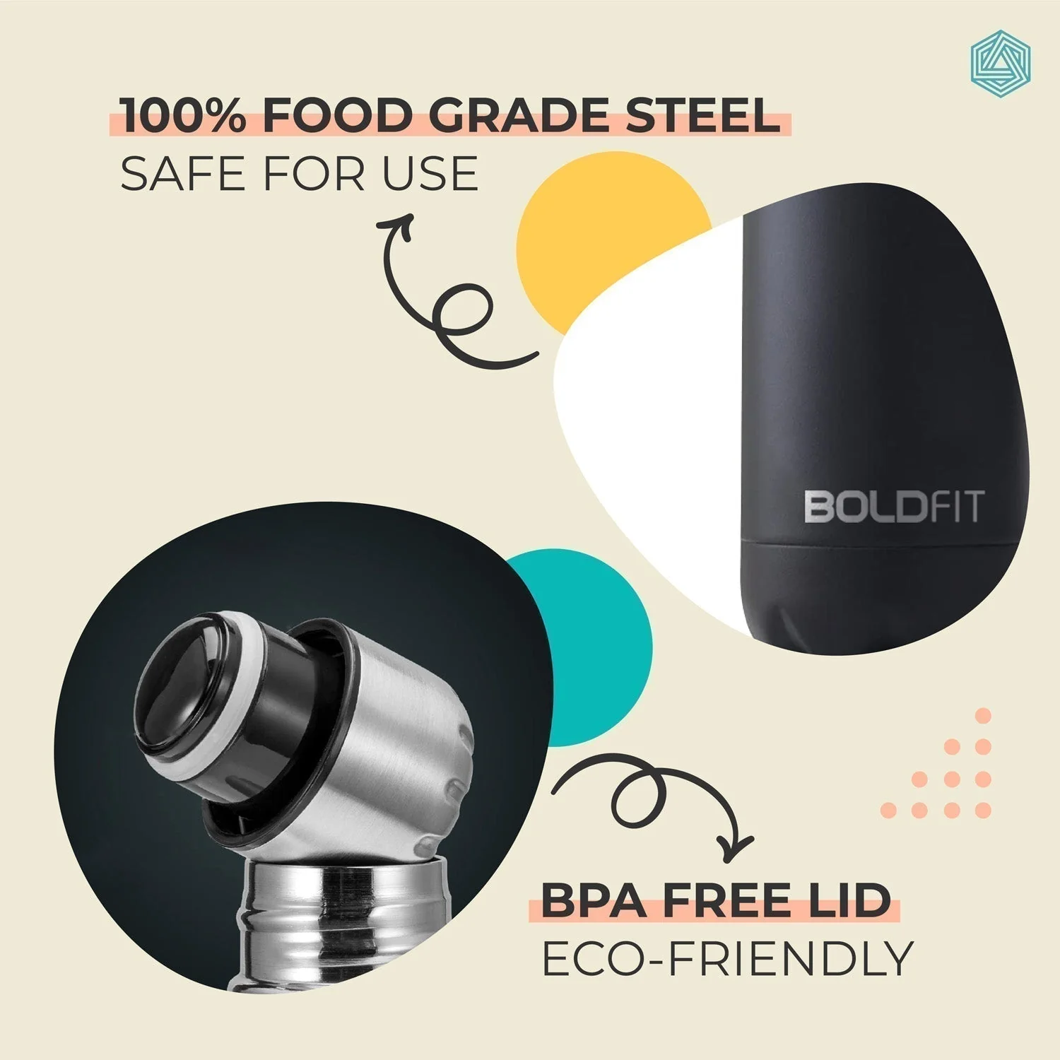 Boldfit Stainless Steel Water Bottle Black - Image 5