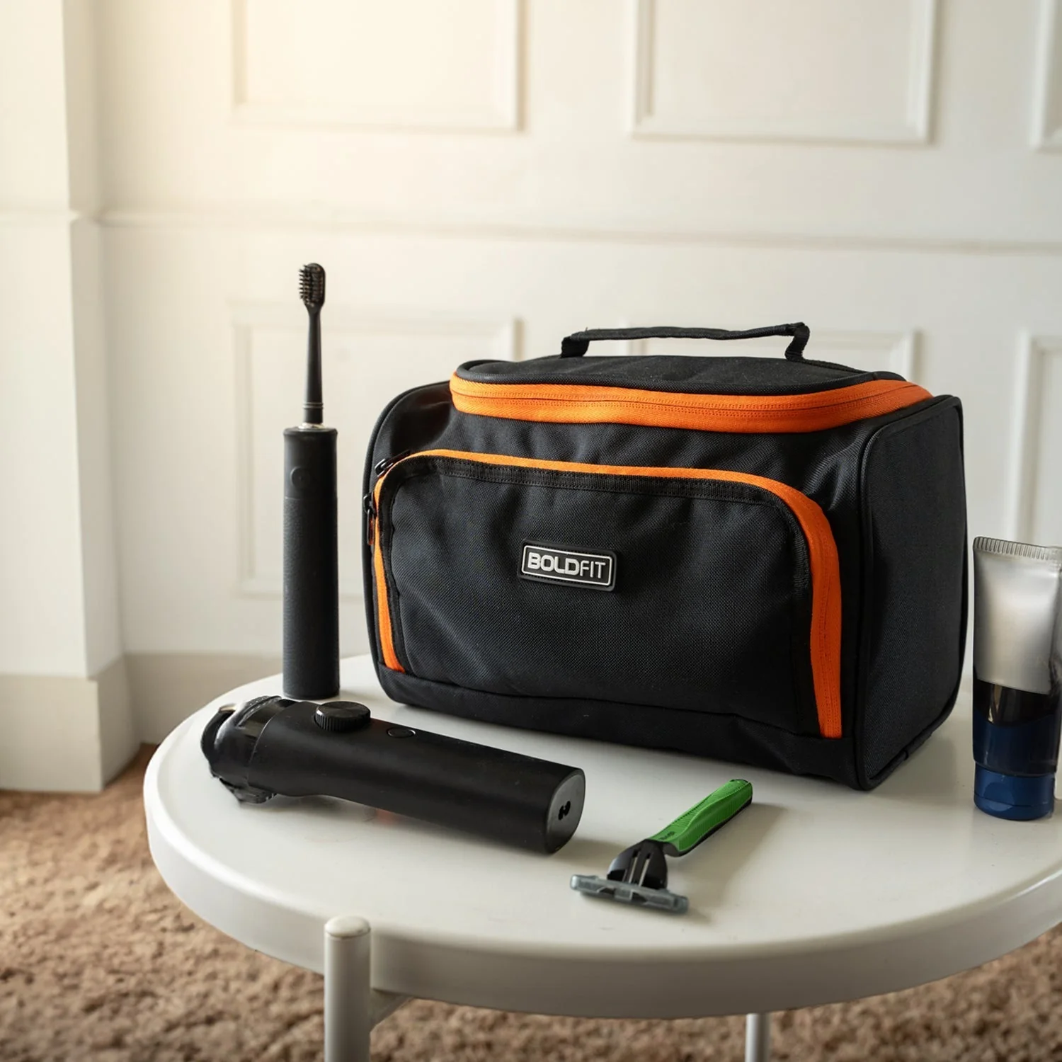 Boldfit Toiletry Bag Black Orange - Image 5