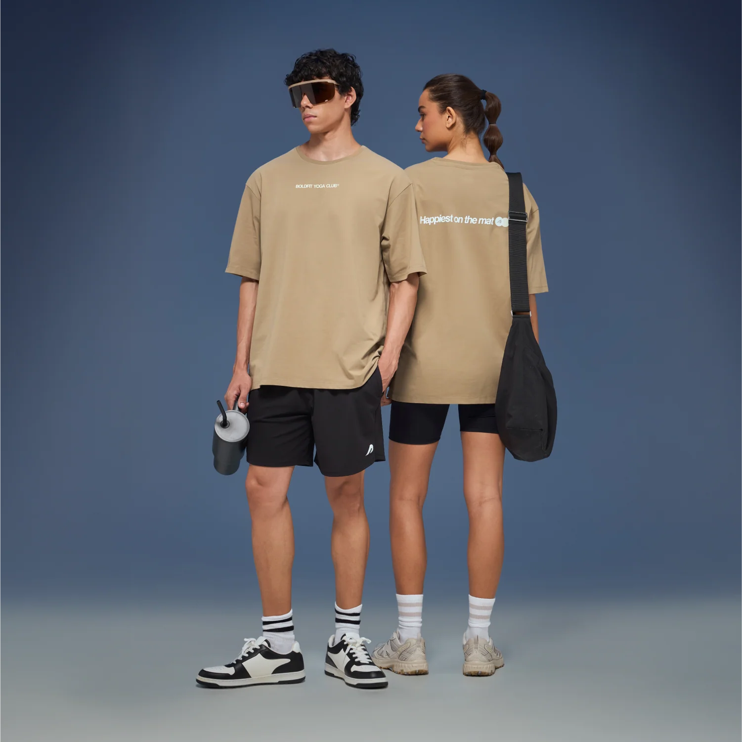 Graphic Tee Unisex Beige- Happiest On The Mat - Image 3