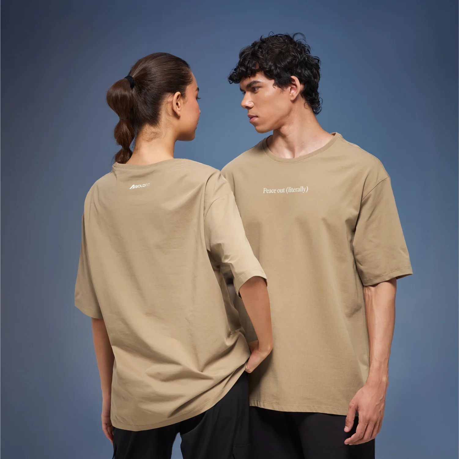 Graphic Tee Unisex Beige- Peace Out - Image 2