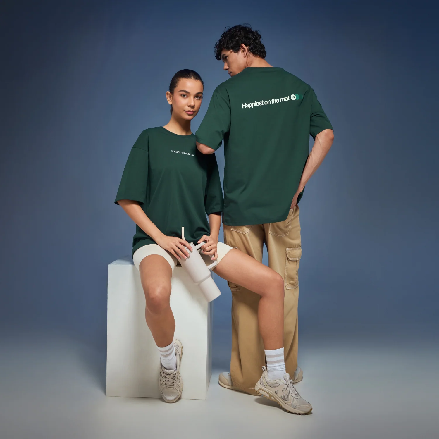 Graphic Tee Unisex Bottlegreen- Happiest On The Mat - Image 3