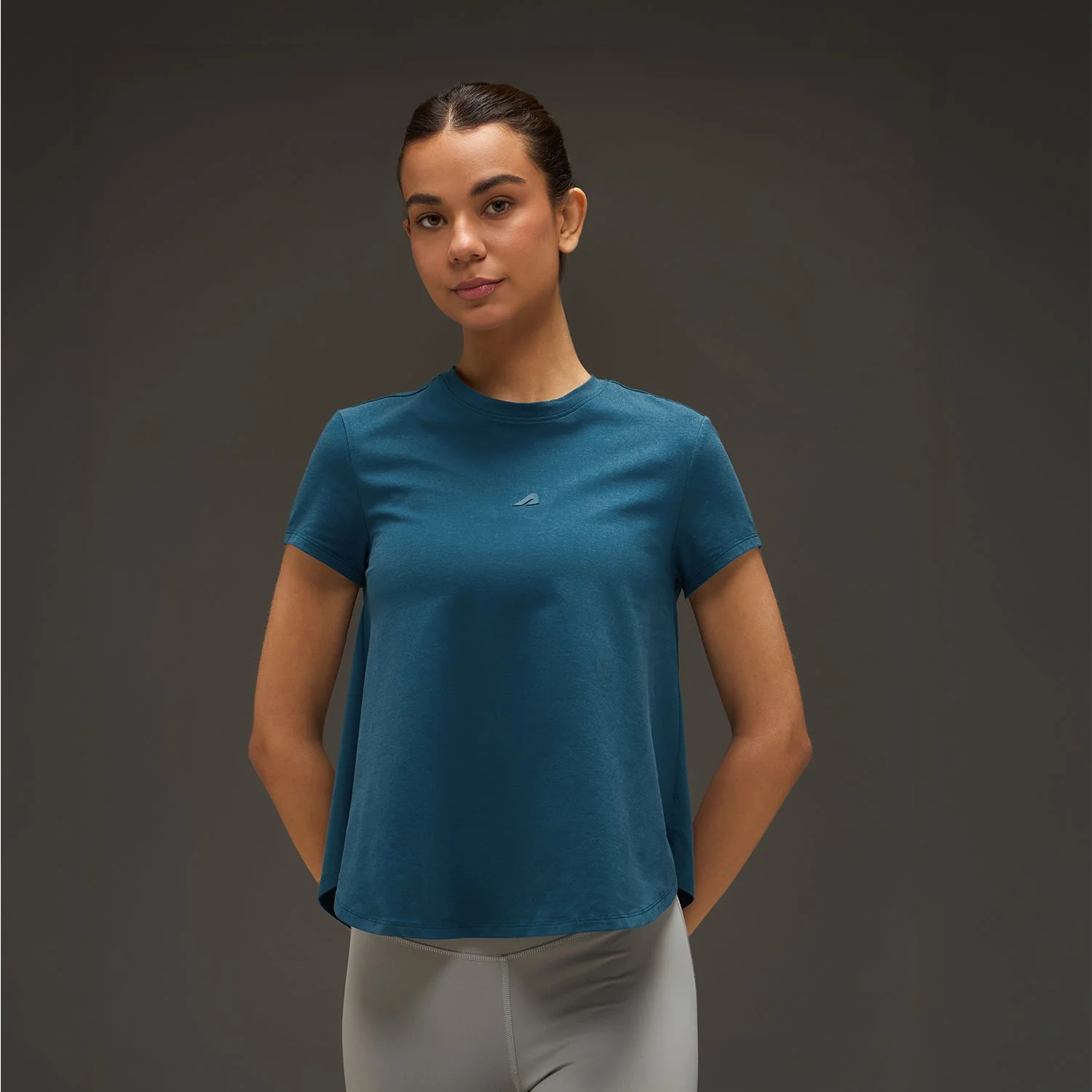 Women Essential Flared Cotton T-Shirt Airforce Blue