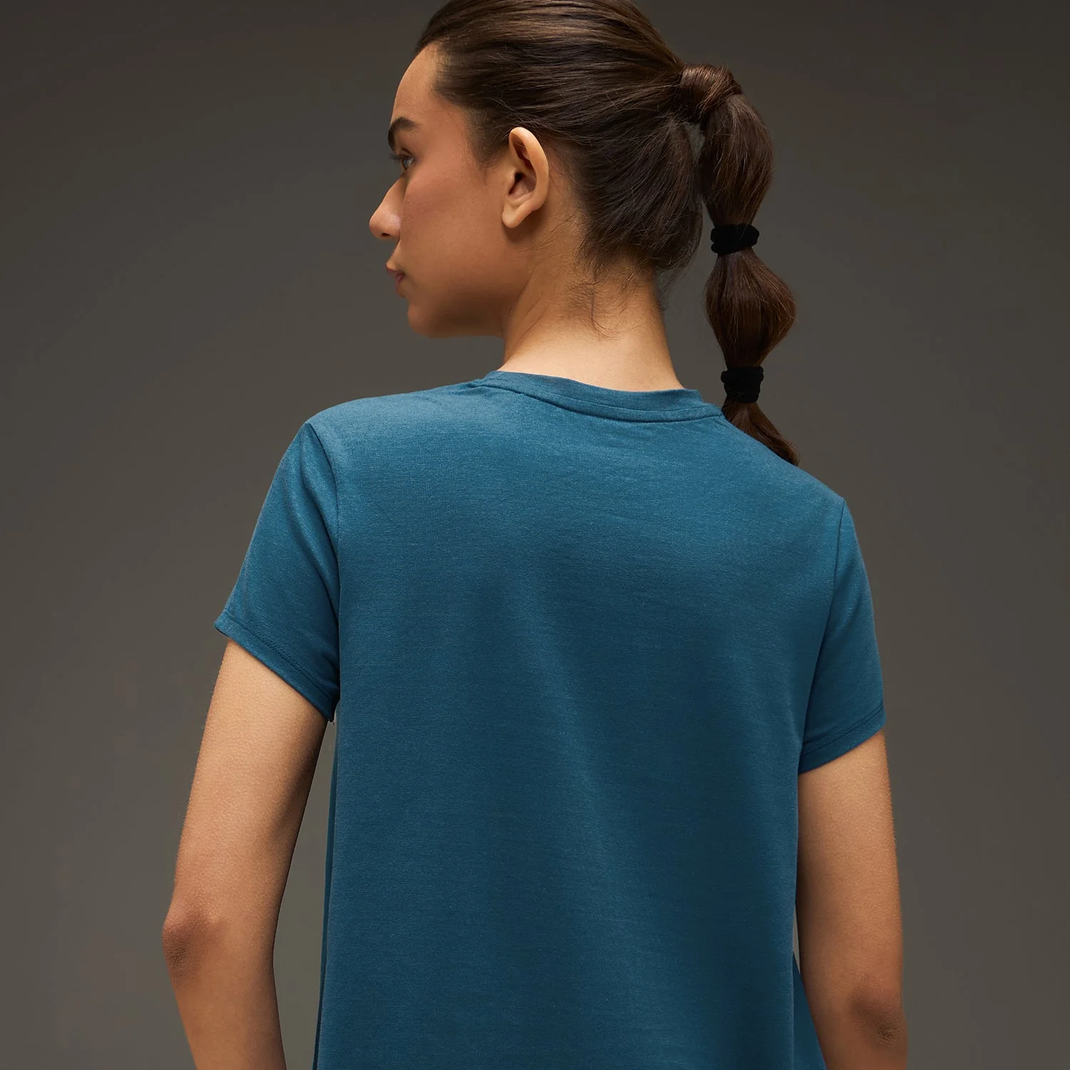 Women Essential Flared Cotton T-Shirt Airforce Blue - Image 4