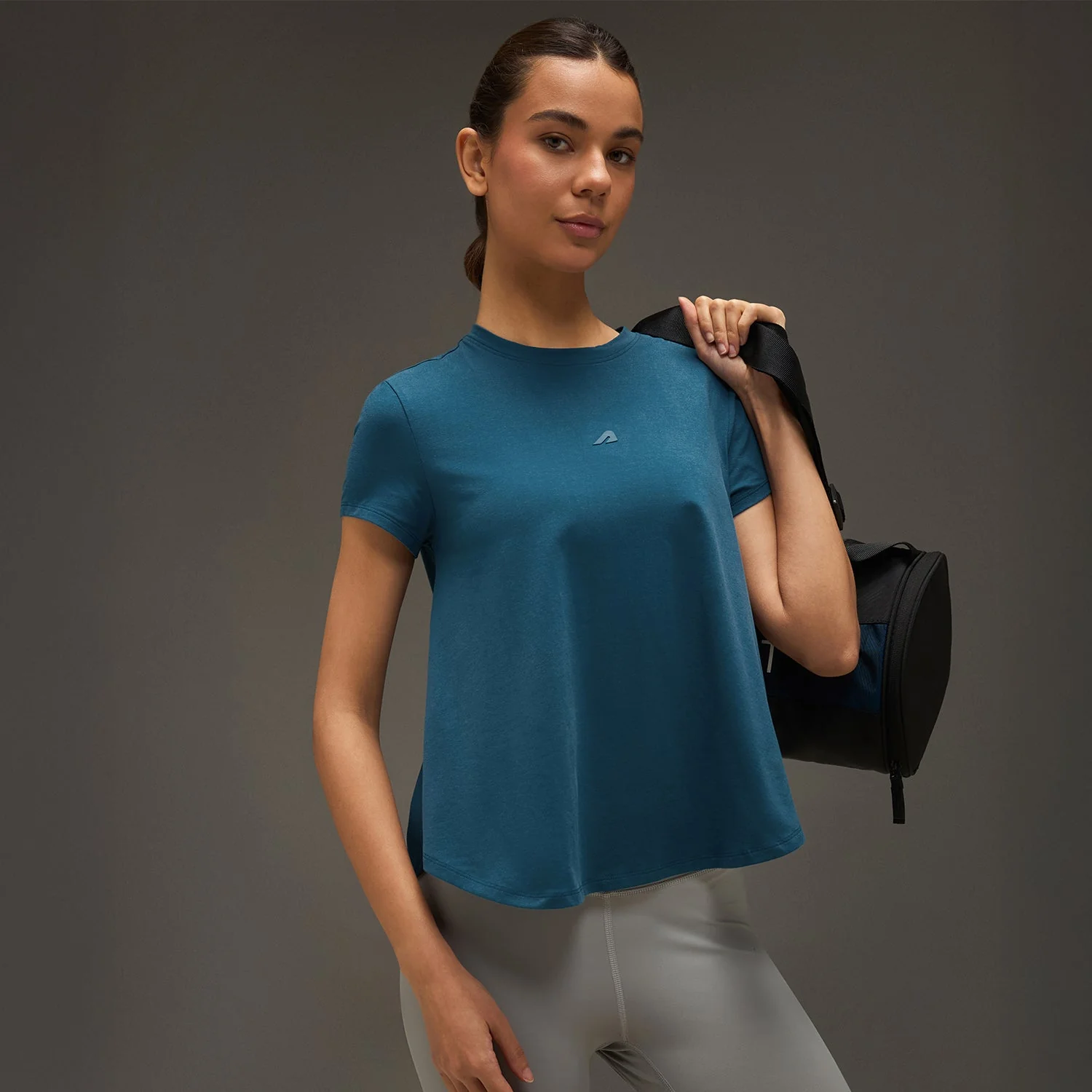 Women Essential Flared Cotton T-Shirt Airforce Blue - Image 5