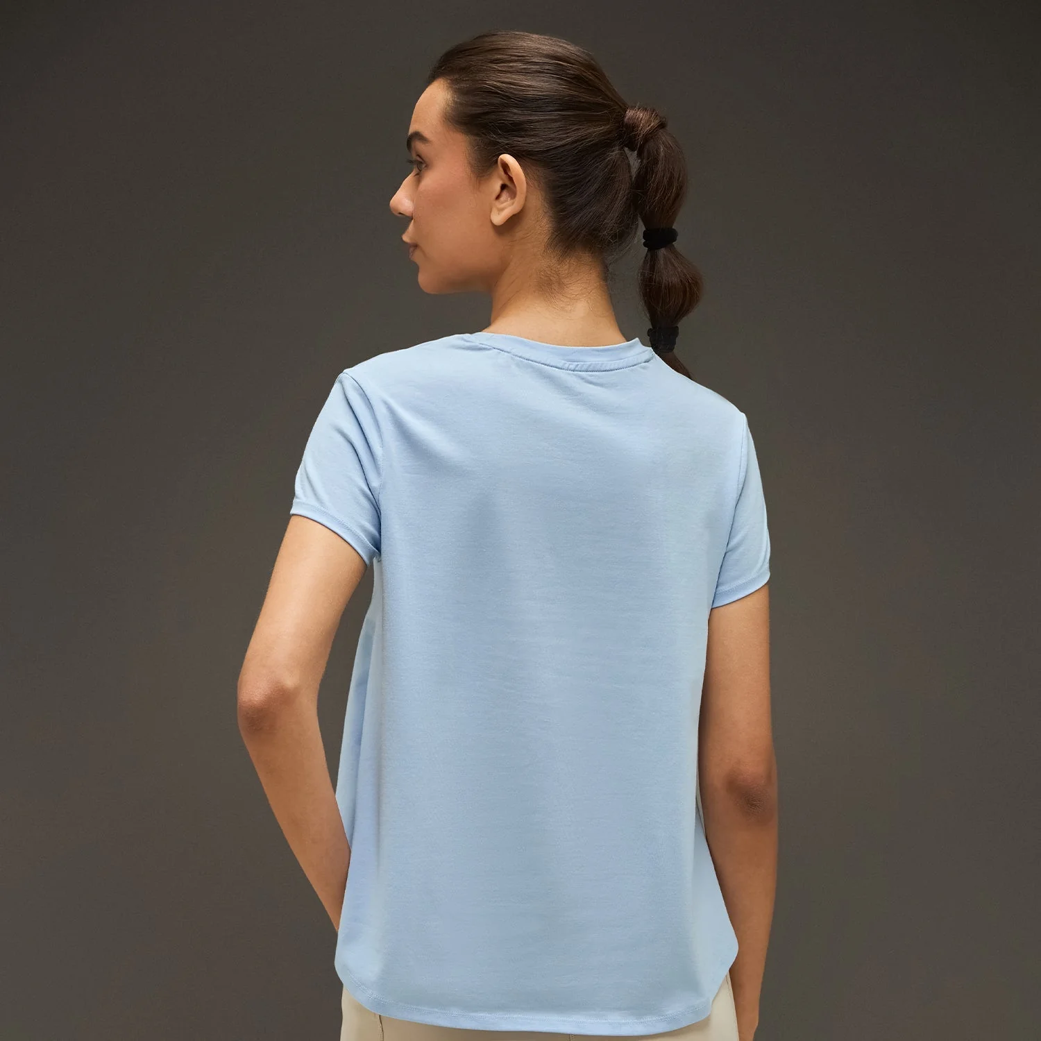 Women Essential Flared Cotton T-Shirt Light Blue - Image 5
