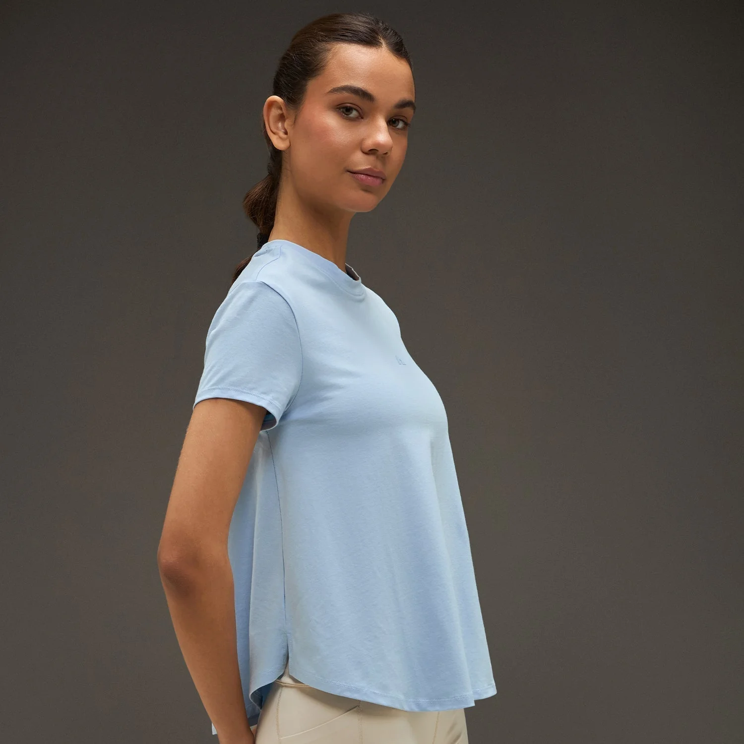 Women Essential Flared Cotton T-Shirt Light Blue - Image 6