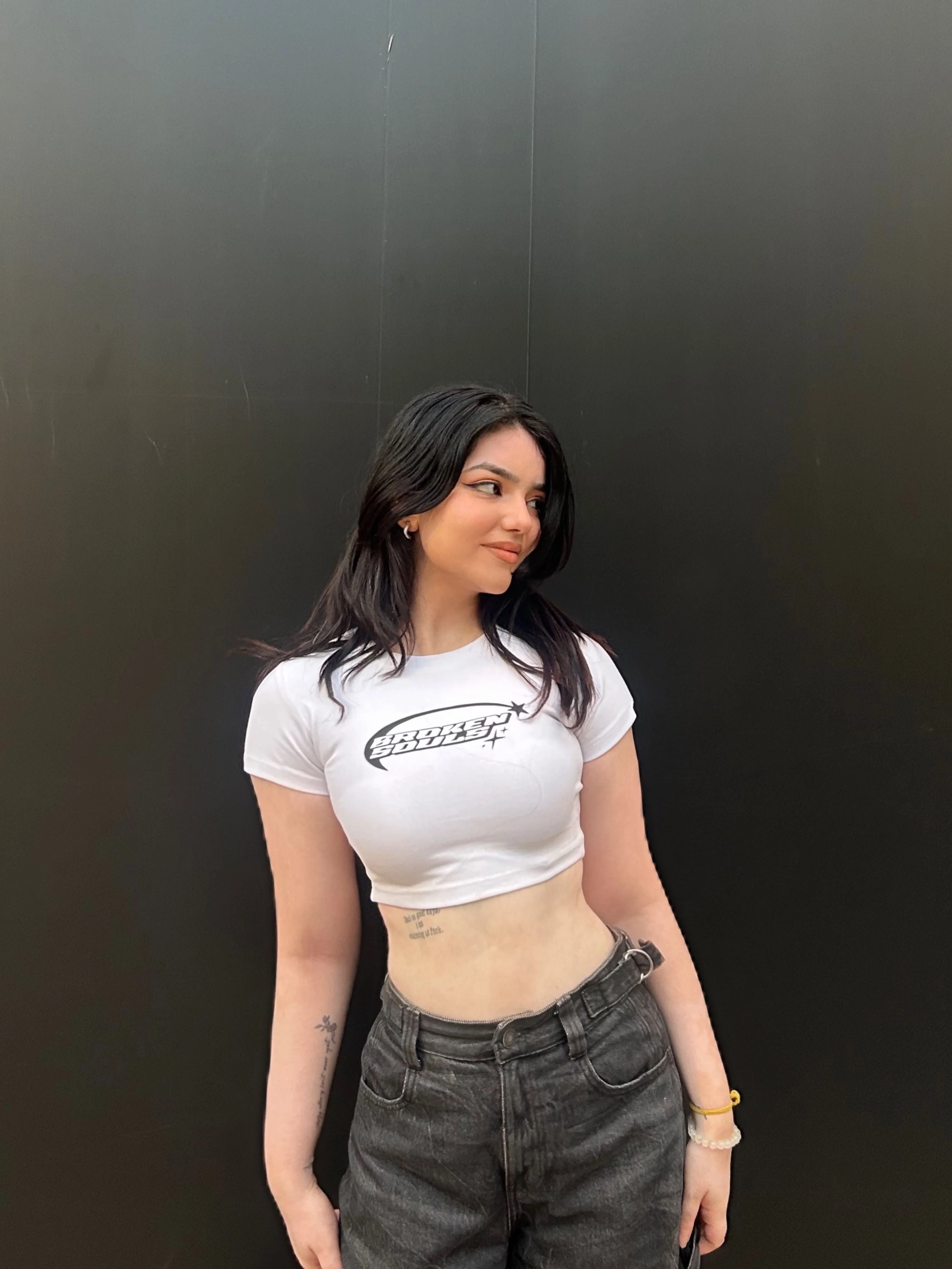 Broken Souls : Burger Bae Round Neck Crop Baby Tee For Women - Image 2
