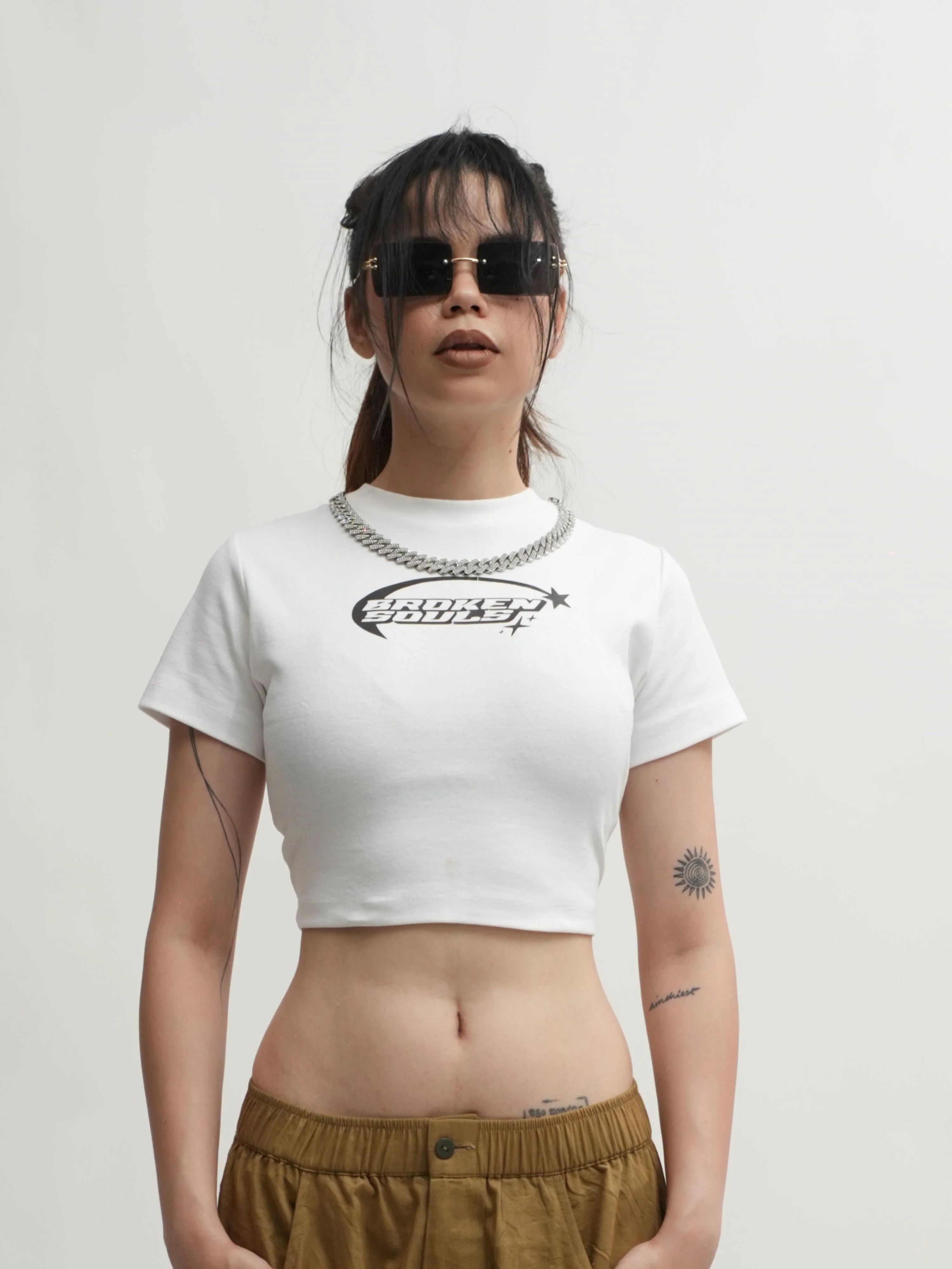 Broken Souls : Burger Bae Round Neck Crop Baby Tee For Women - Image 6