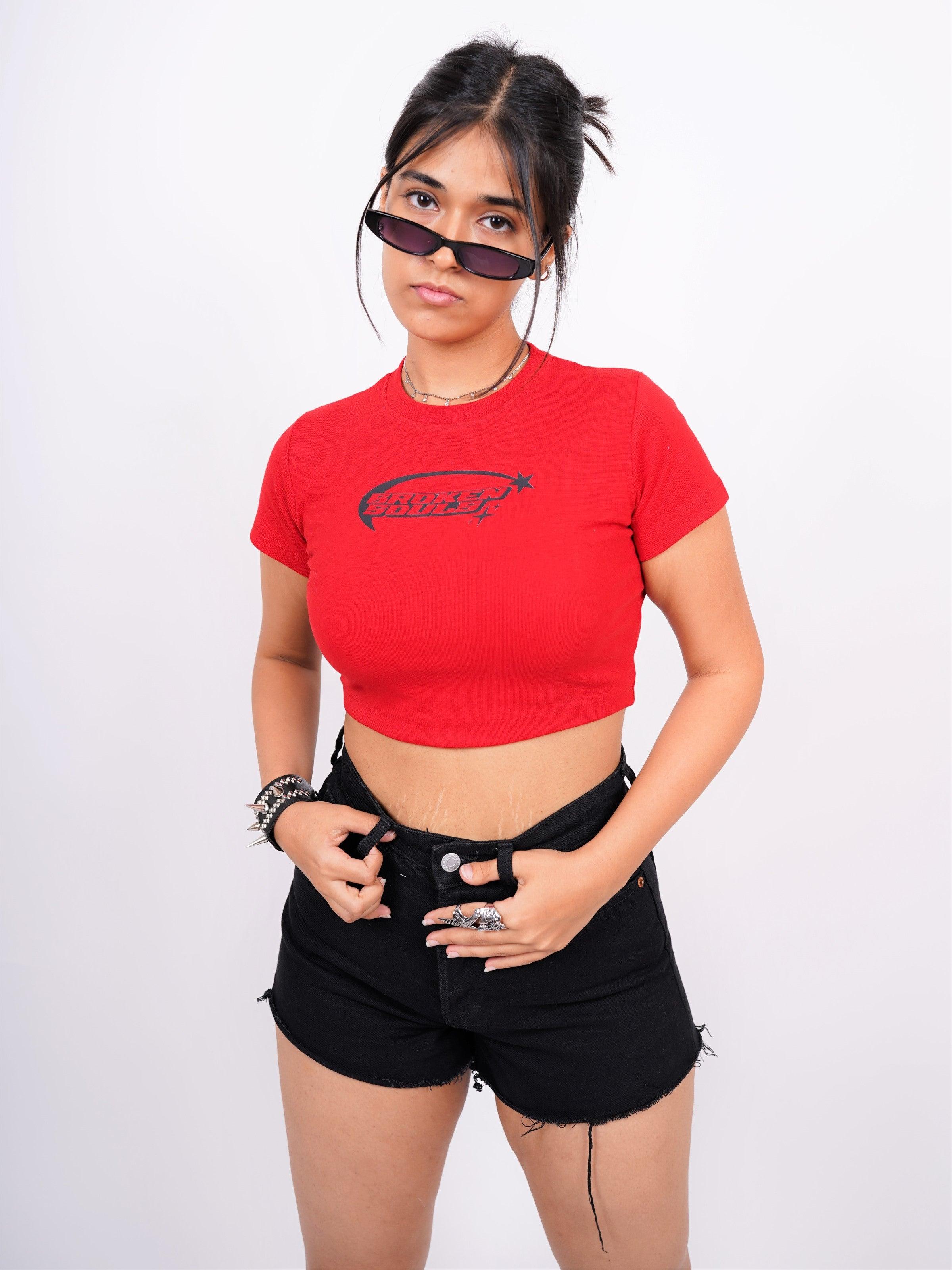 Broken Souls : Burger Bae Round Neck Crop Baby Tee For Women - Image 9