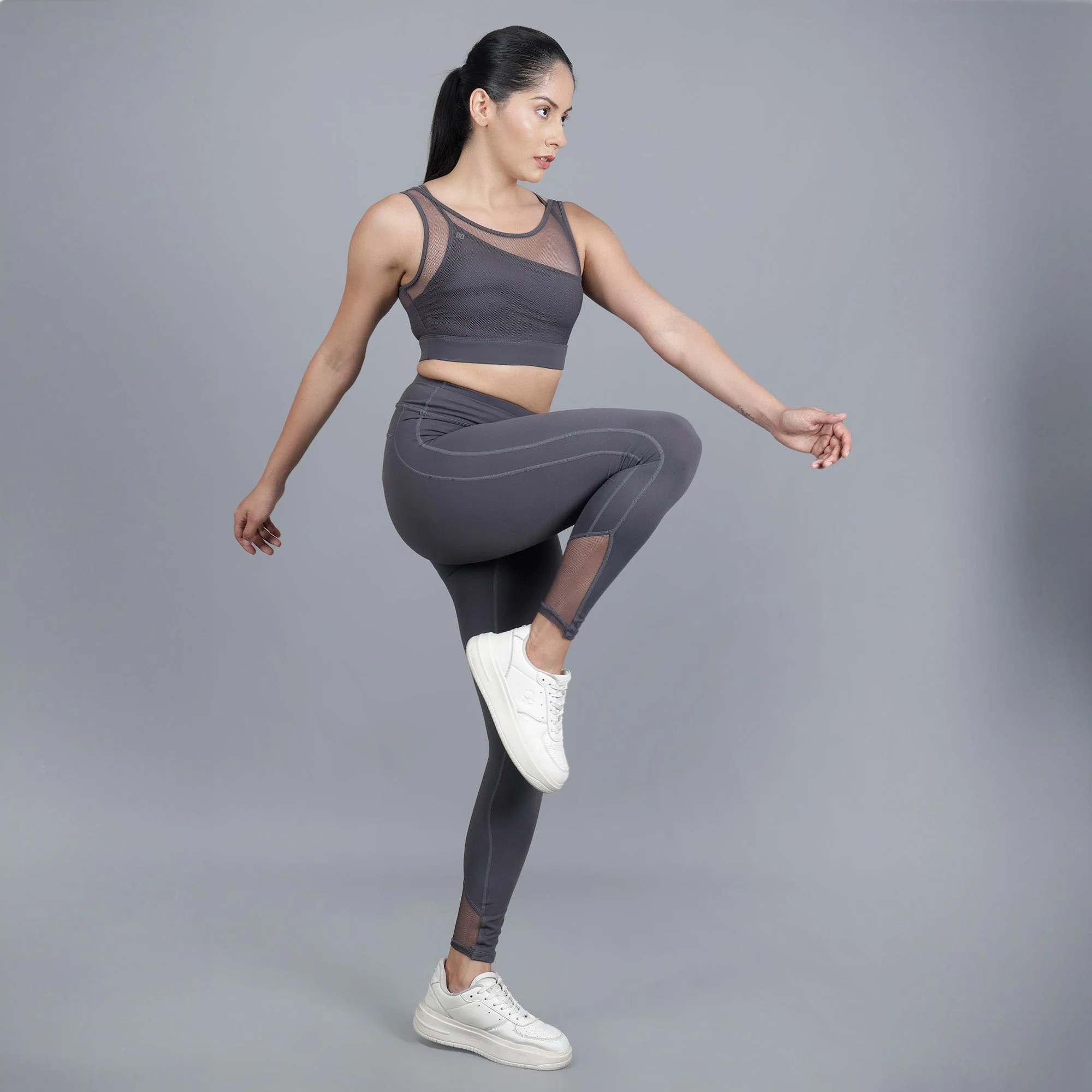 Chiclo High Waist Mesh Panel Workout Set - Image 14