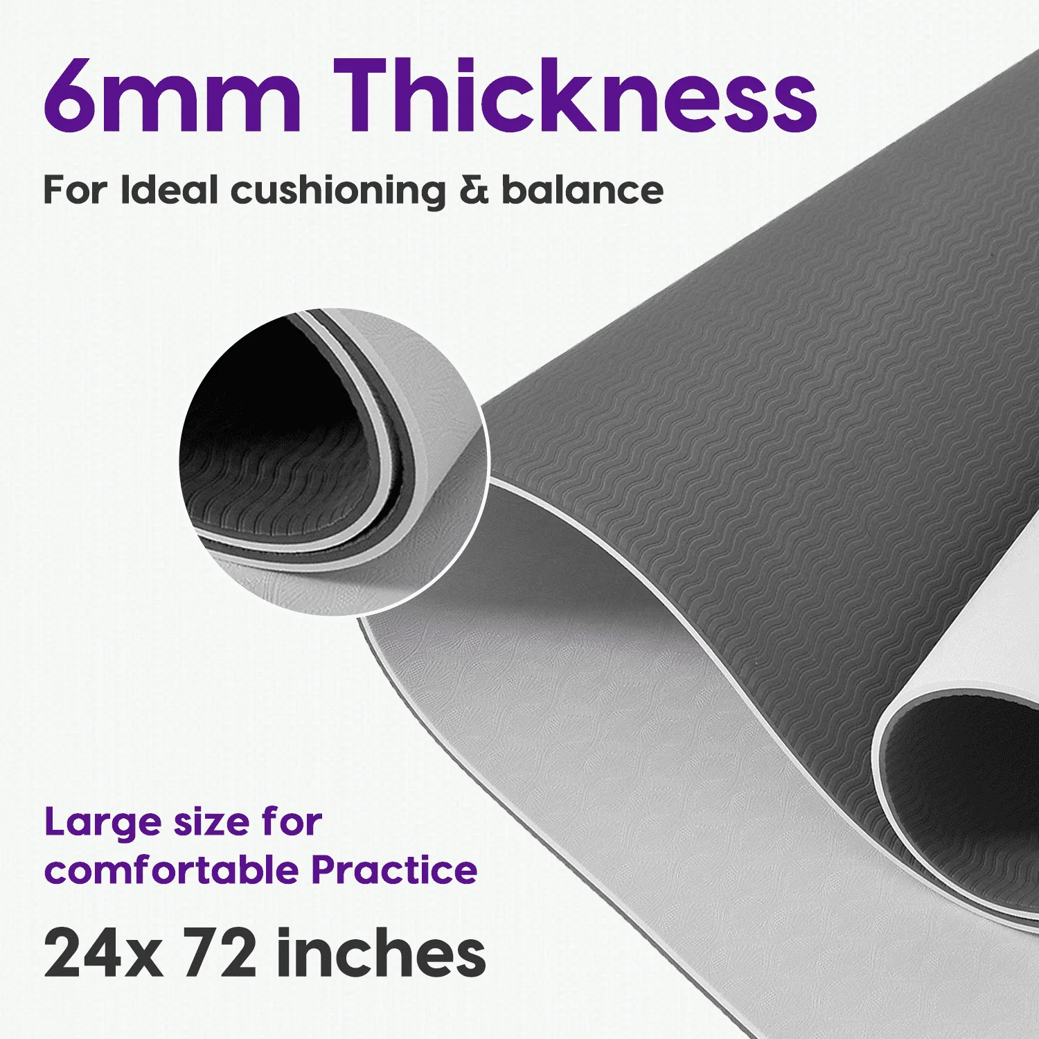 Classic Dual Layer TPE Yoga Mat - 6mm - Image 20