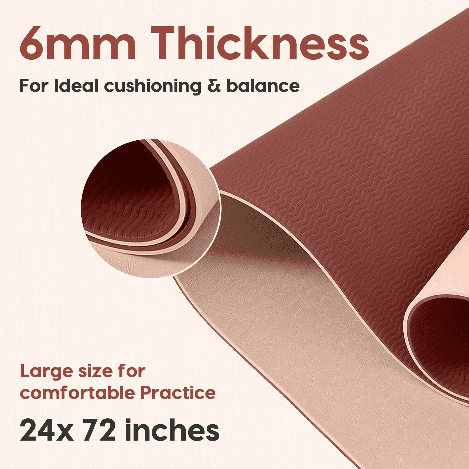 Classic Dual Layer TPE Yoga Mat - 6mm - Image 26