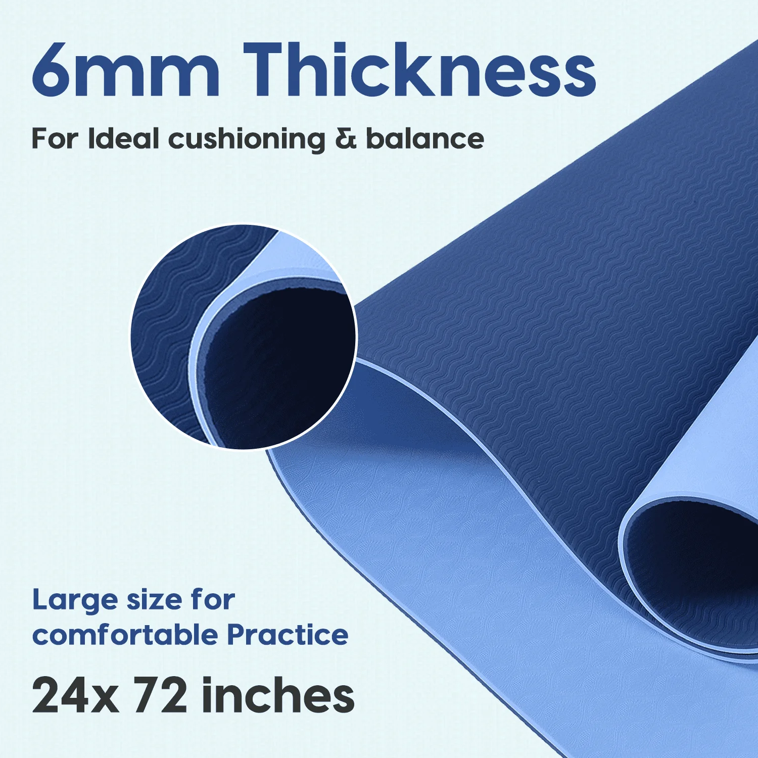 Classic Dual Layer TPE Yoga Mat - 6mm - Image 6