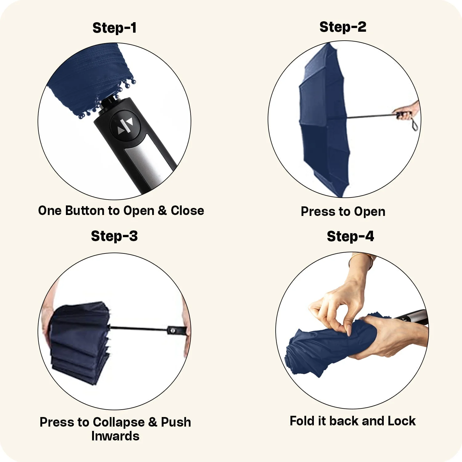 Classic Umbrella 23 inch - Navy Blue - Image 5