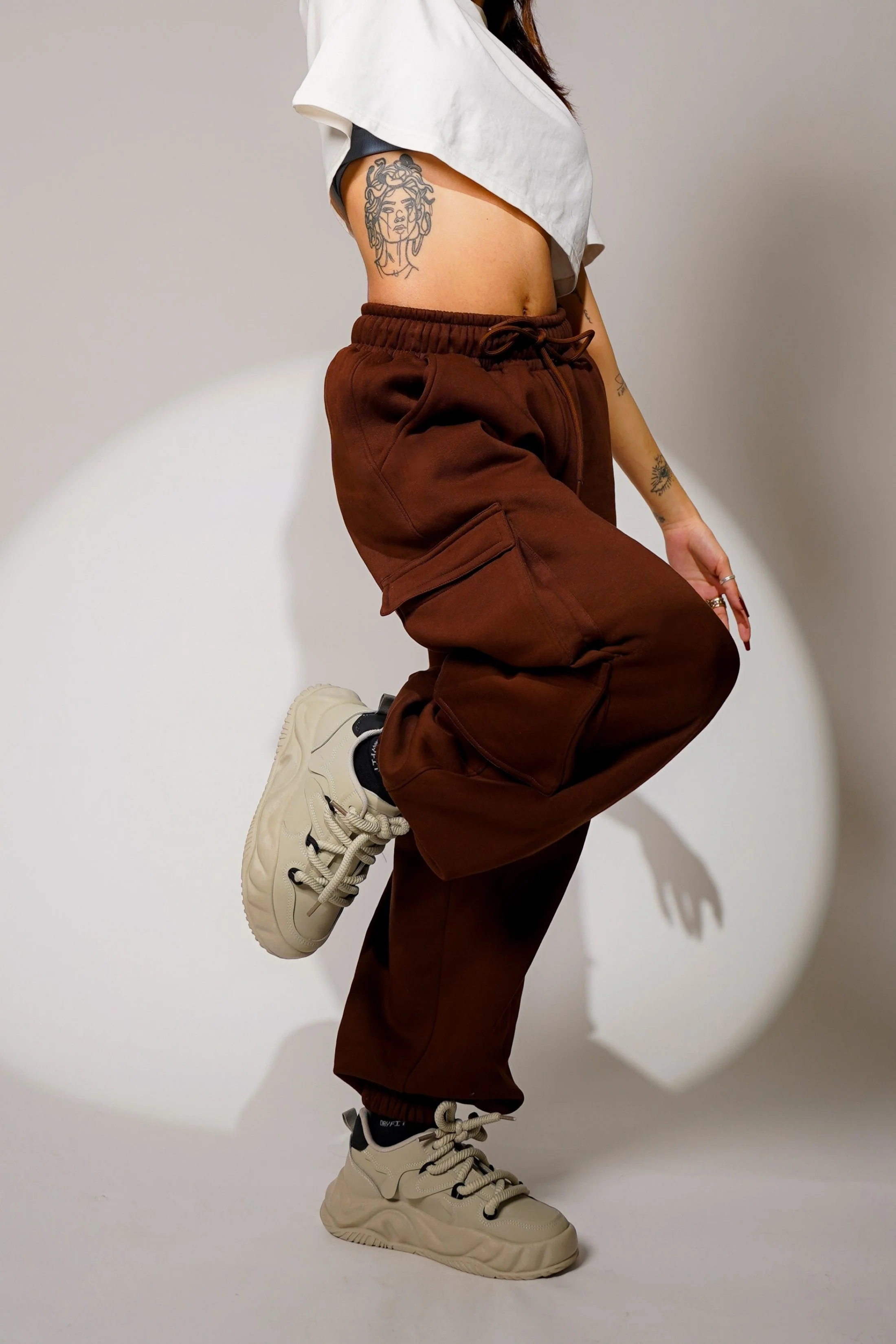 Coffee Brown Seoul Cargo Tracks For Men And Women - Image 4