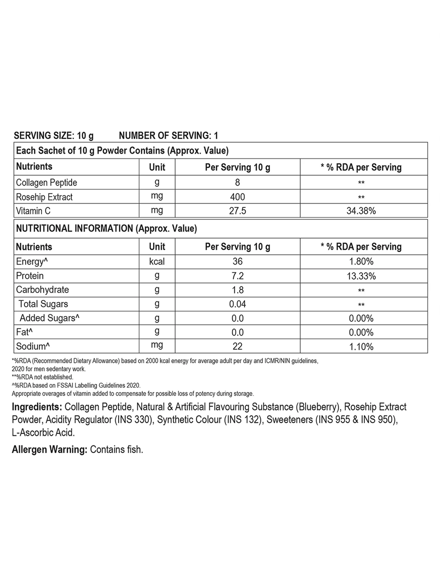 Collastead Hydrolysed marine collagen peptides 30 Sachets Blueberry 300g - Image 7