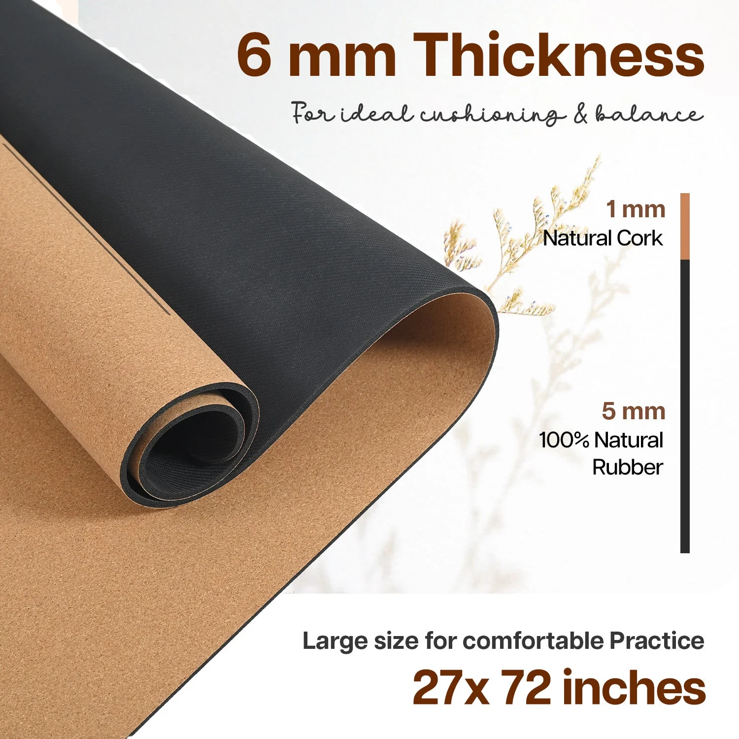 Cork & Natural Rubber Yoga Mat - Image 15