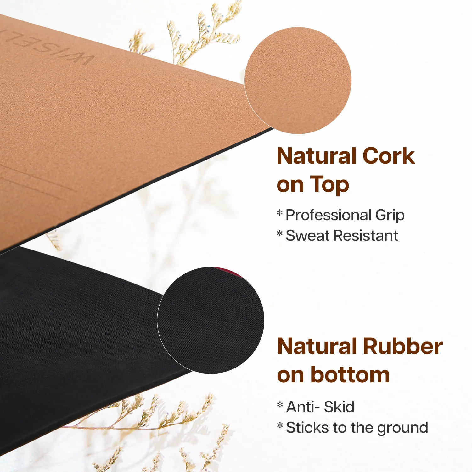 Cork & Natural Rubber Yoga Mat - Image 3