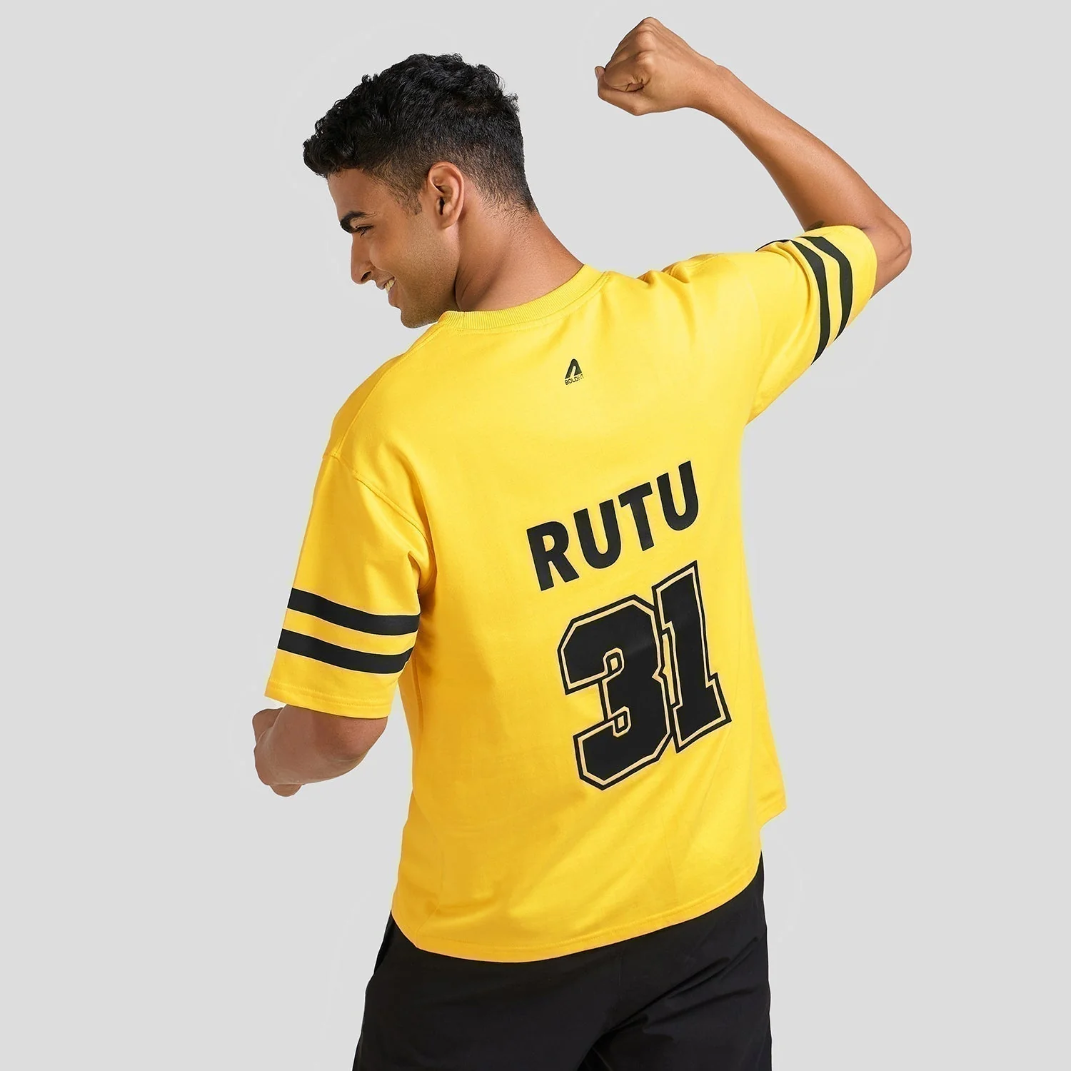 CSK X Boldfit Oversized Tee for Men - Yellow, Rutu31 - Image 4