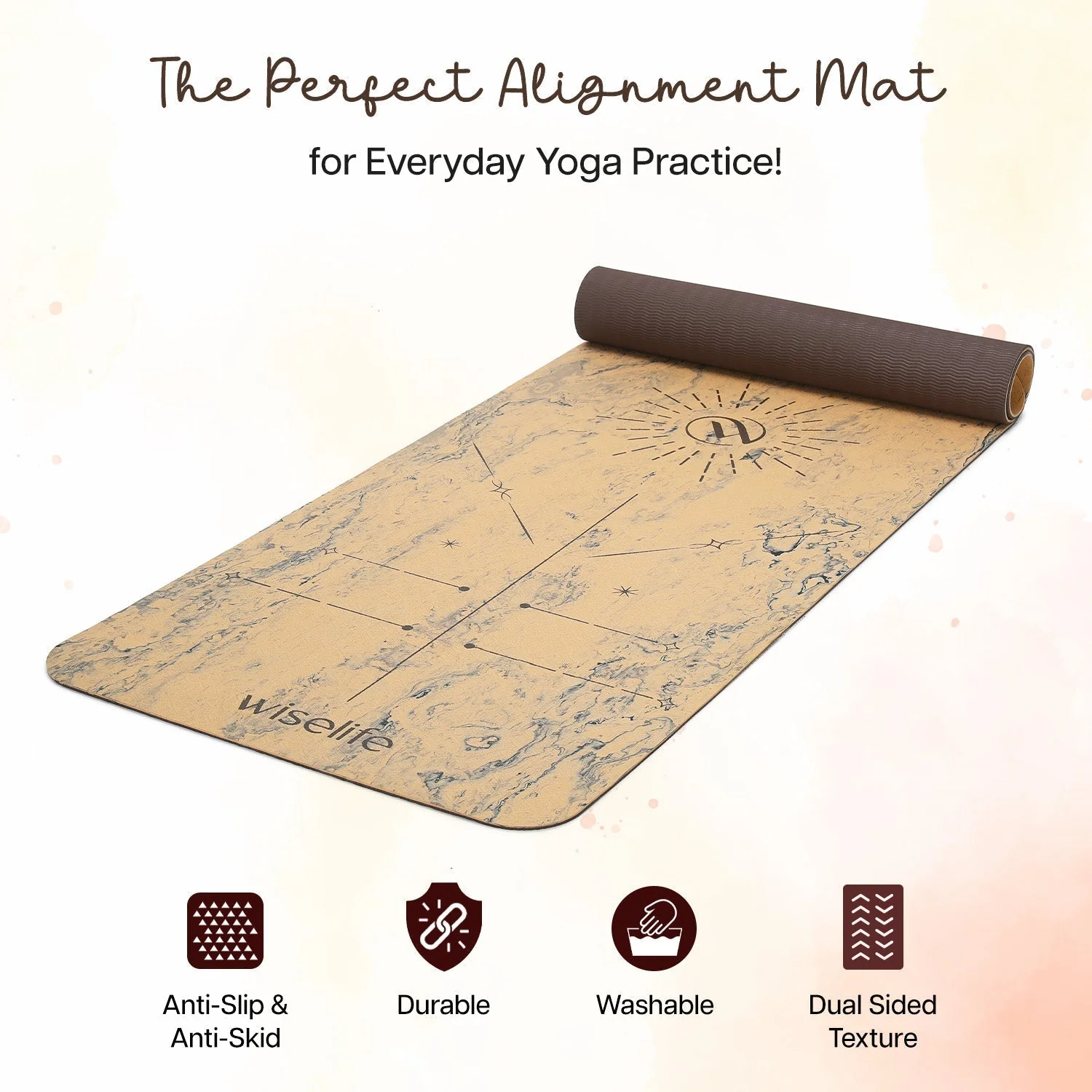 Dual Layer Alignment TPE Yoga Mat - 6mm - Image 5