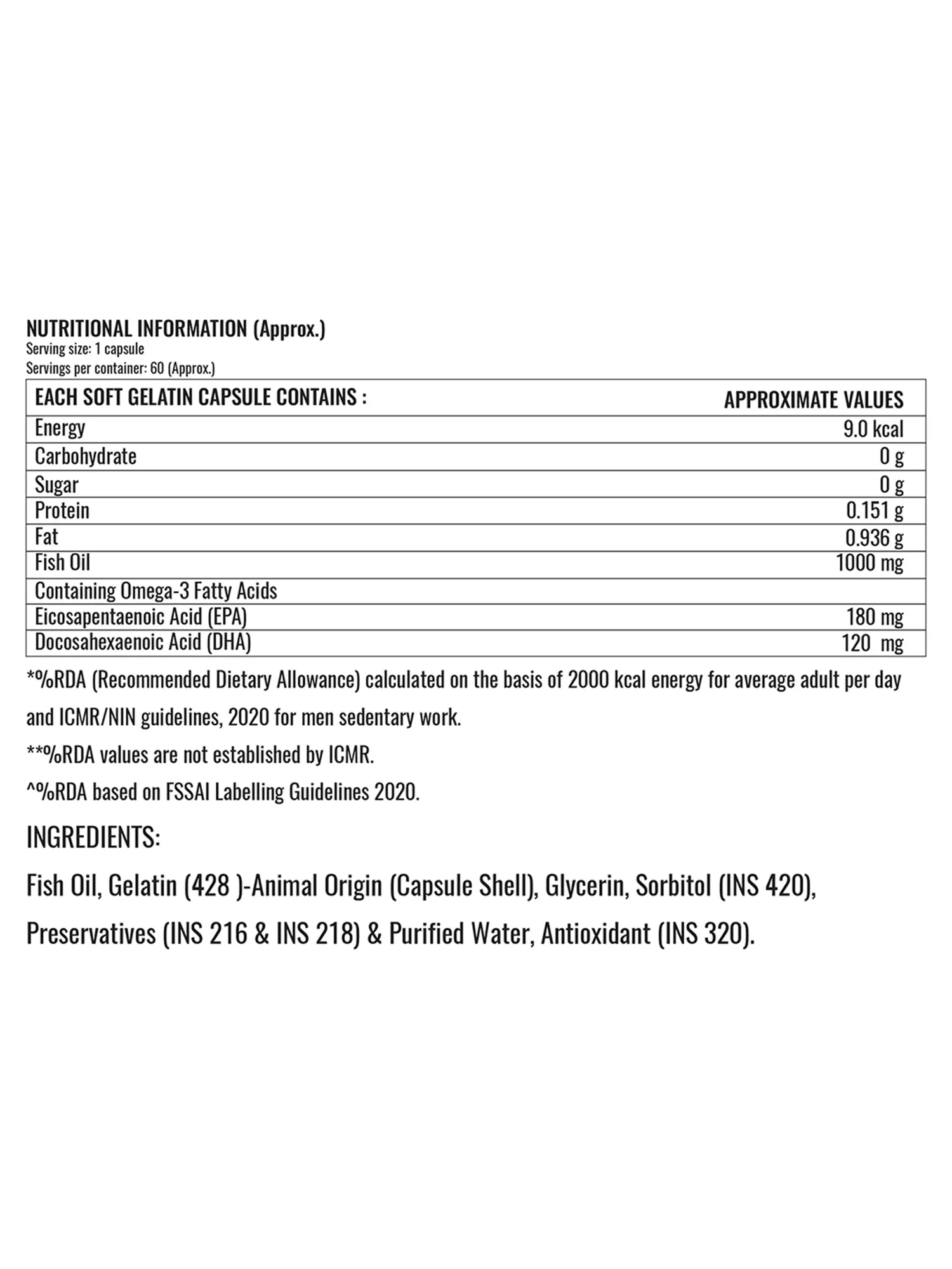 Fish Oil Wellness Omega 3 Fatty Oil 60 Soft Gelatine Capsules - Image 6
