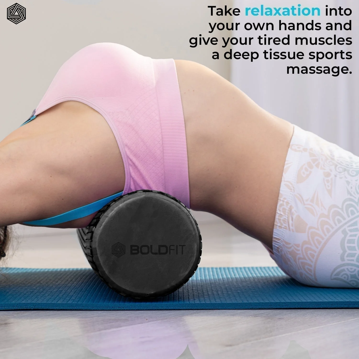 Foam Roller -Dotted For Deep Tissue Massage 45 cm Black - Image 4