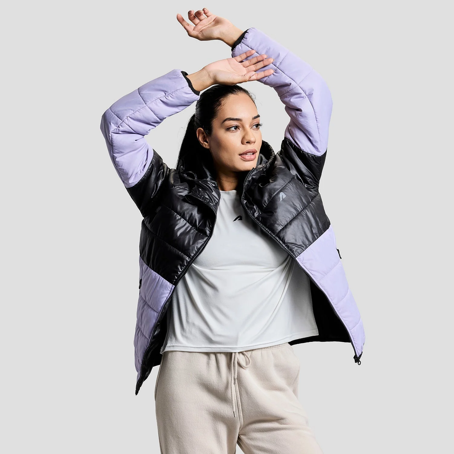 Frost Womens Puffer Jacket - Black/Purple - Image 5