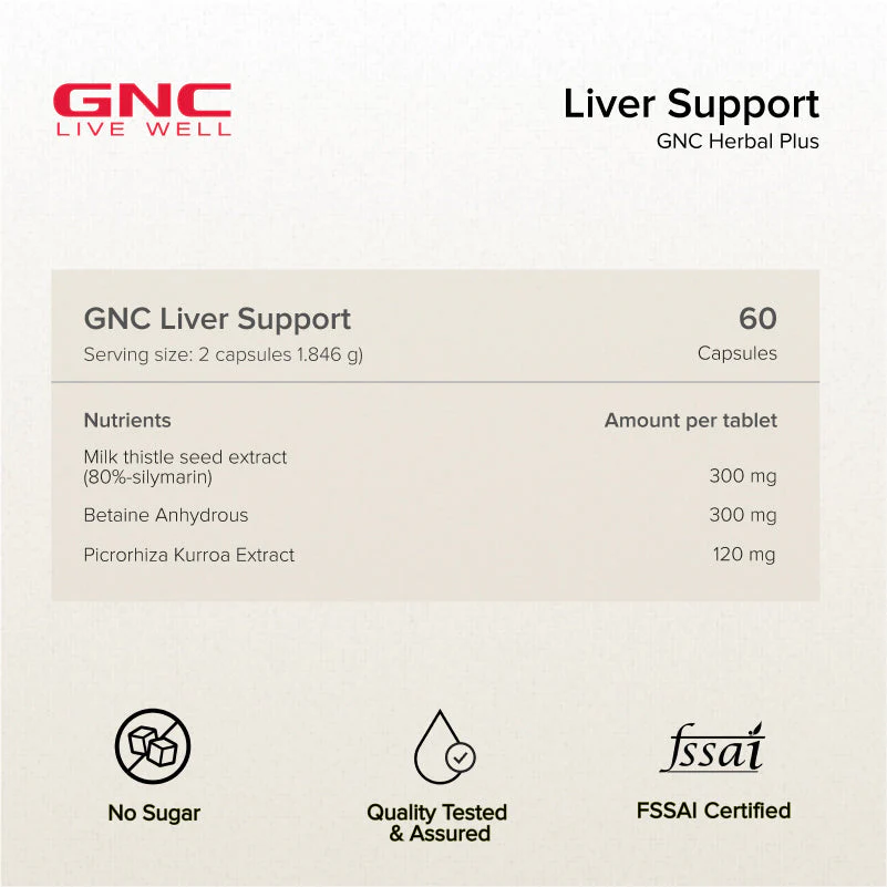 GNC Herbal Plus Liver Support With Milk Thistle & Picrorhiza | Cleanses Liver | Protects Liver Health | Facilitates Fat Metabolism | Provides Antioxidant Support | Formulated in USA | 60 Capsules - Image 8