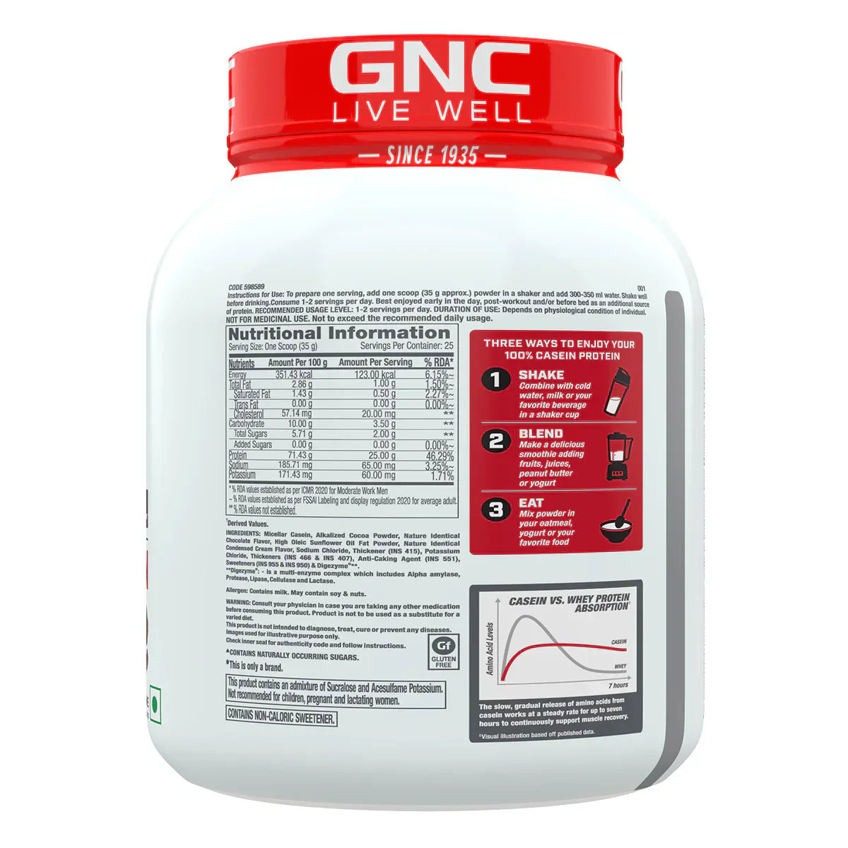 GNC Pro Performance 100% Micellar Casein | Overnight Muscle Recovery | Helps Stay Full | Prevents Long-Term Fatigue | Fuels Muscle Gains | 25g Protein | 15g EAA | 7g BCAA | Chocolate Supreme | 2 lbs - Image 2