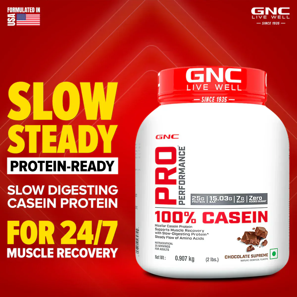 GNC Pro Performance 100% Micellar Casein | Overnight Muscle Recovery | Helps Stay Full | Prevents Long-Term Fatigue | Fuels Muscle Gains | 25g Protein | 15g EAA | 7g BCAA | Chocolate Supreme | 2 lbs - Image 4