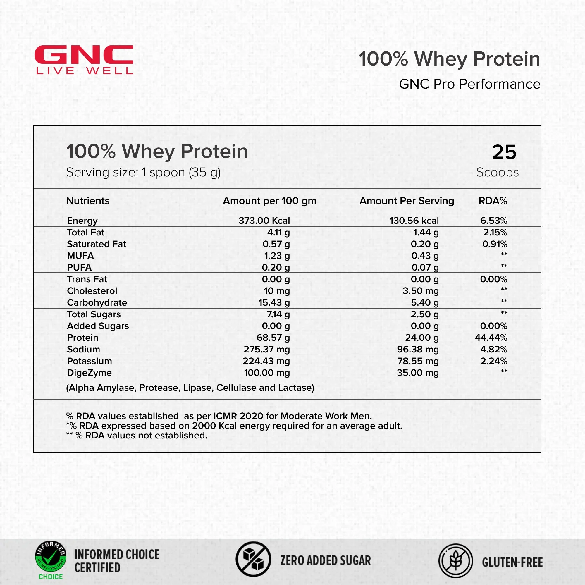 GNC Pro Performance 100% Whey Protein | 2 lbs | Muscle Growth | Muscle Recovery | DigeZyme For Easy Digestion | Informed Choice Certified | 24g Protein | 5.5g BCAA | Chocolate Fudge - Image 3