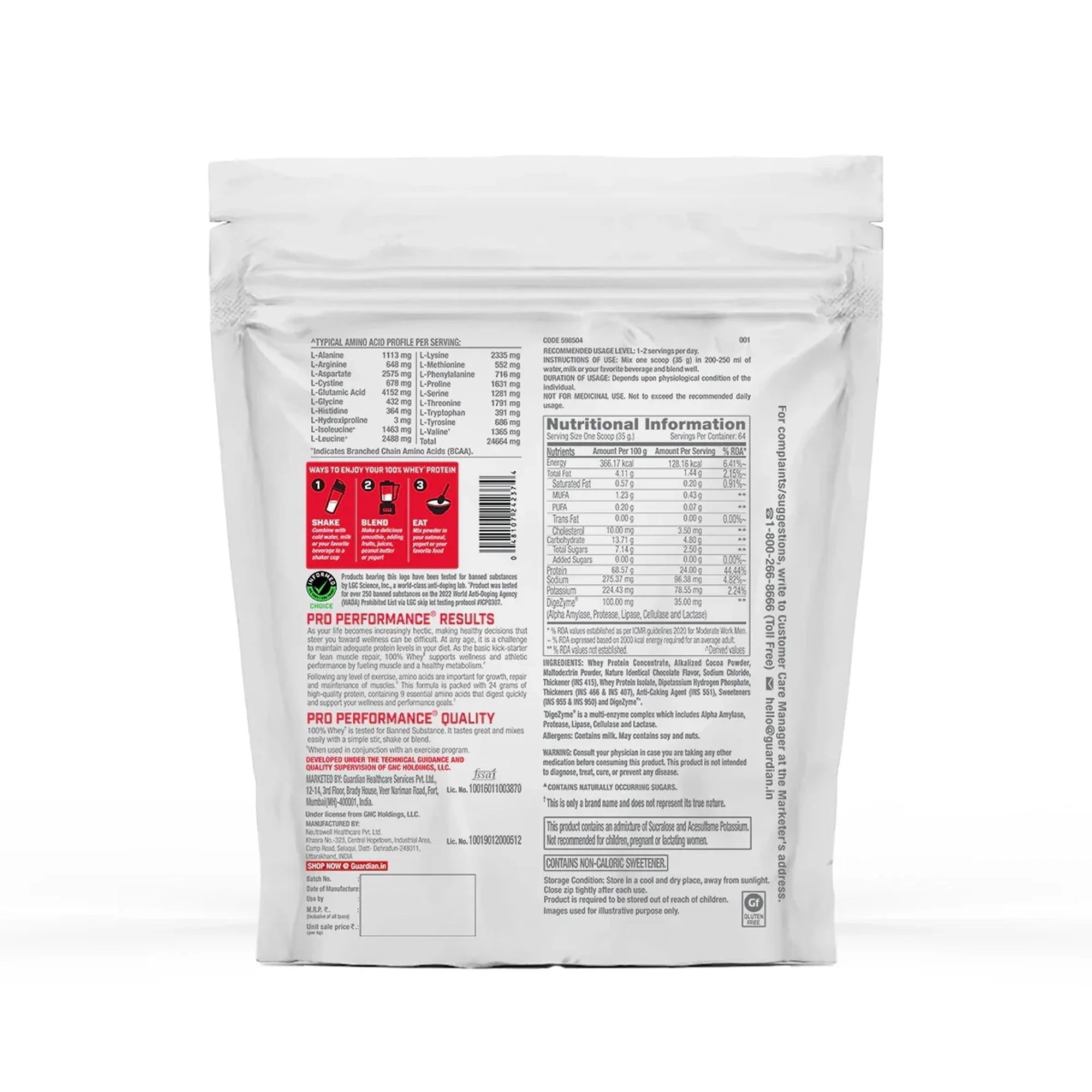 GNC Pro Performance 100% Whey Protein Powder | Boosts Strength & Endurance | Builds Lean Muscles | Fastens Muscle Recovery | Formulated In USA | 24g Protein | 5.5g BCAA | Chocolate Supreme | 450 Gms - Image 2