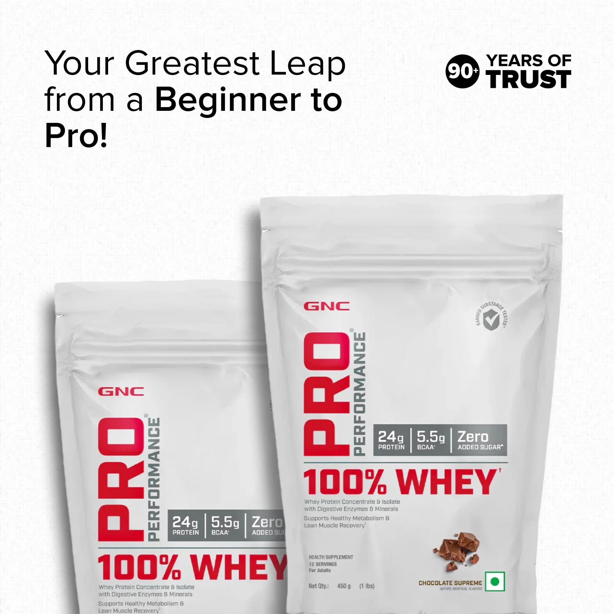 GNC Pro Performance 100% Whey Protein Powder | Boosts Strength & Endurance | Builds Lean Muscles | Fastens Muscle Recovery | Formulated In USA | 24g Protein | 5.5g BCAA | Chocolate Supreme | 450 Gms - Image 8
