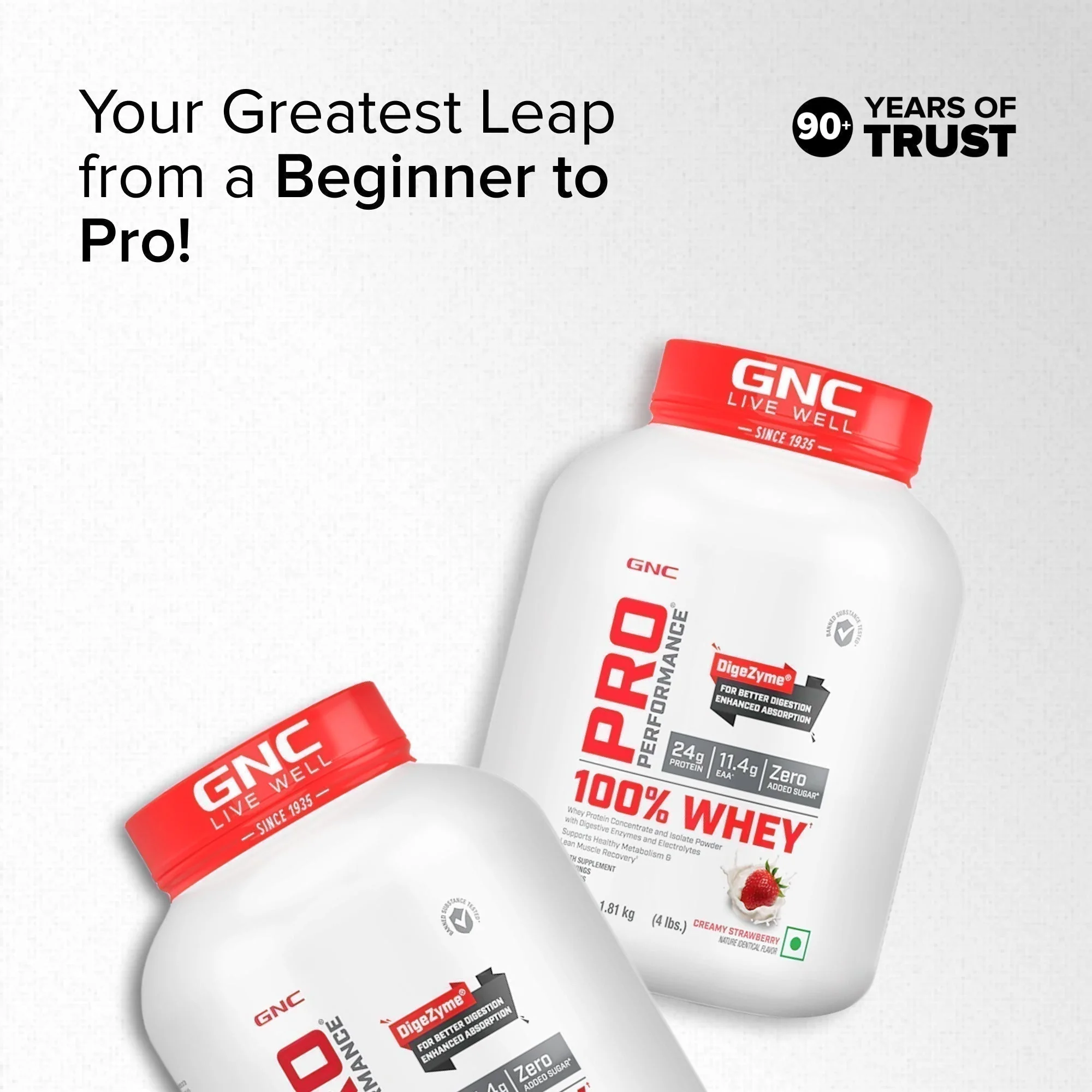 GNC Pro Performance 100% Whey Protein Powder | Boosts Strength & Endurance | Builds Lean Muscles | Fastens Muscle Recovery | Formulated In USA | 24g Protein | 5.5g BCAA | Creamy Strawberry | 4 lbs - Image 4
